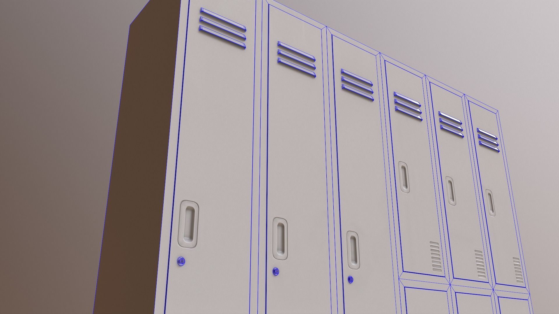 PBR School Gym Locker 06 - Grey Low-poly 3D model_28