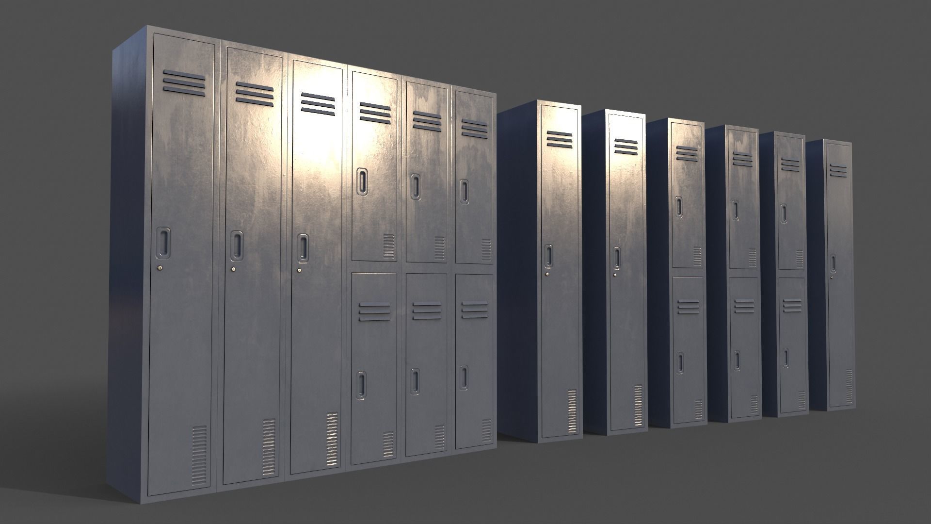 PBR School Gym Locker 06 - Grey Low-poly 3D model_2