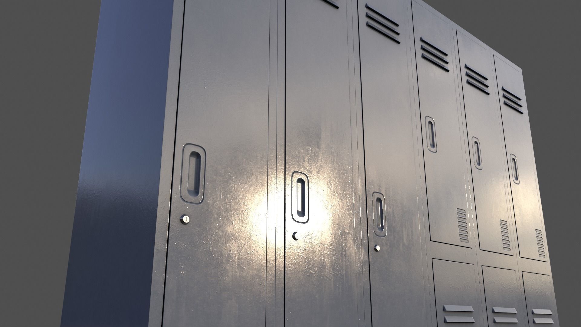 PBR School Gym Locker 06 - Grey Low-poly 3D model_17