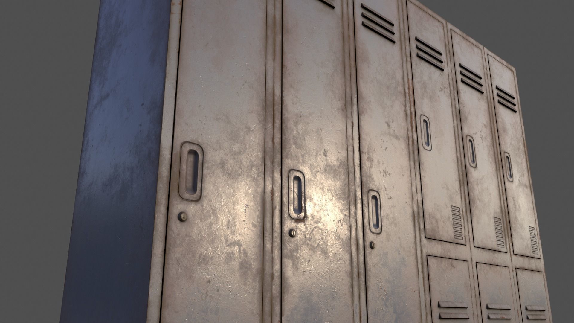 PBR School Gym Locker 06 - Grey Low-poly 3D model_18