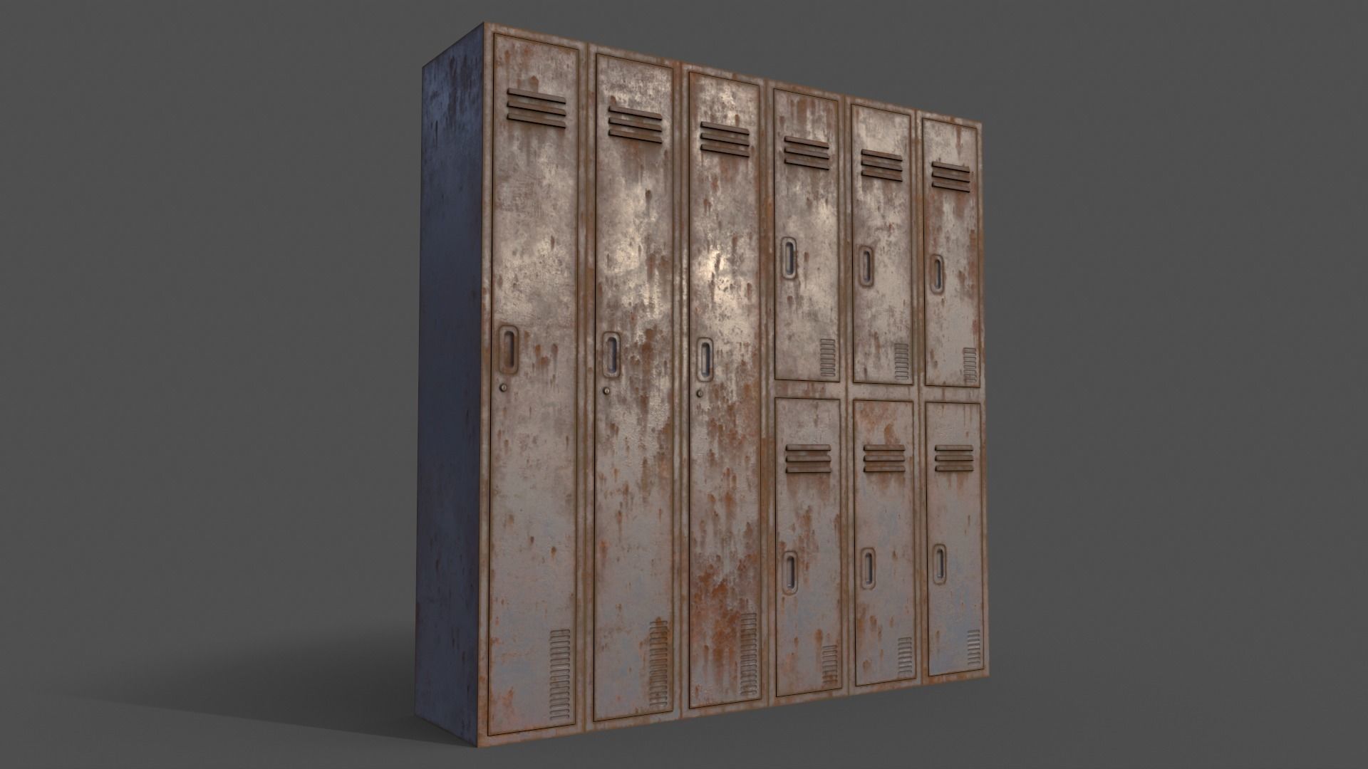 PBR School Gym Locker 06 - Grey Low-poly 3D model_7