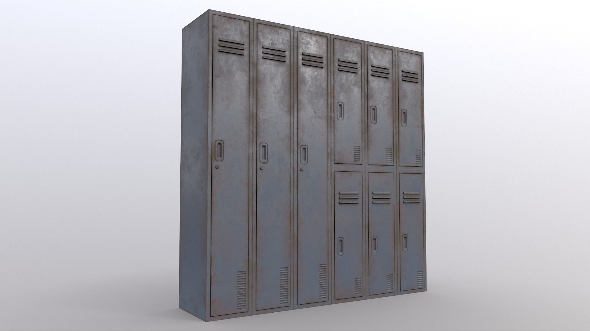 PBR School Gym Locker 06 - Grey Low-poly 3D model_9