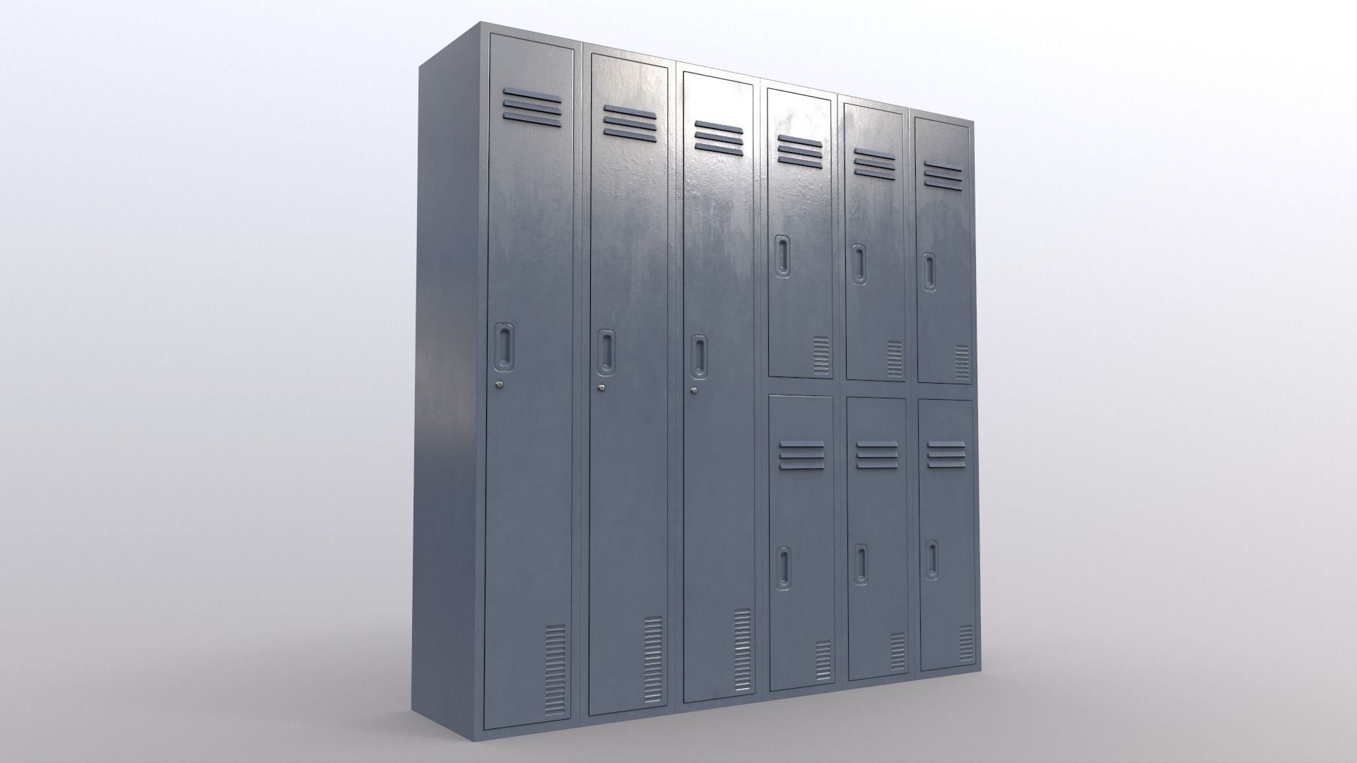 PBR School Gym Locker 06 - Grey Low-poly 3D model_8