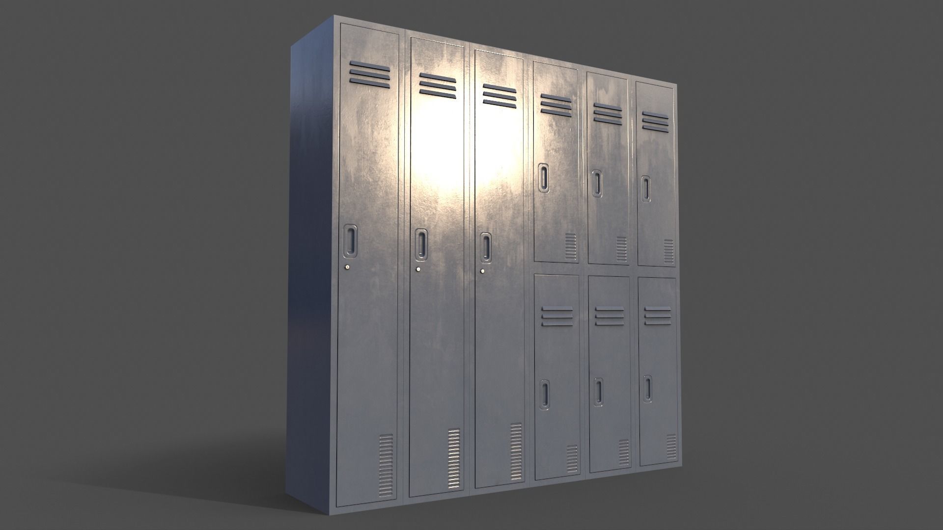 PBR School Gym Locker 06 - Grey Low-poly 3D model_5