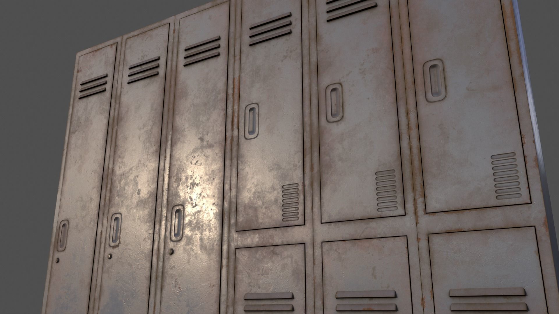 PBR School Gym Locker 06 - Grey Low-poly 3D model_21