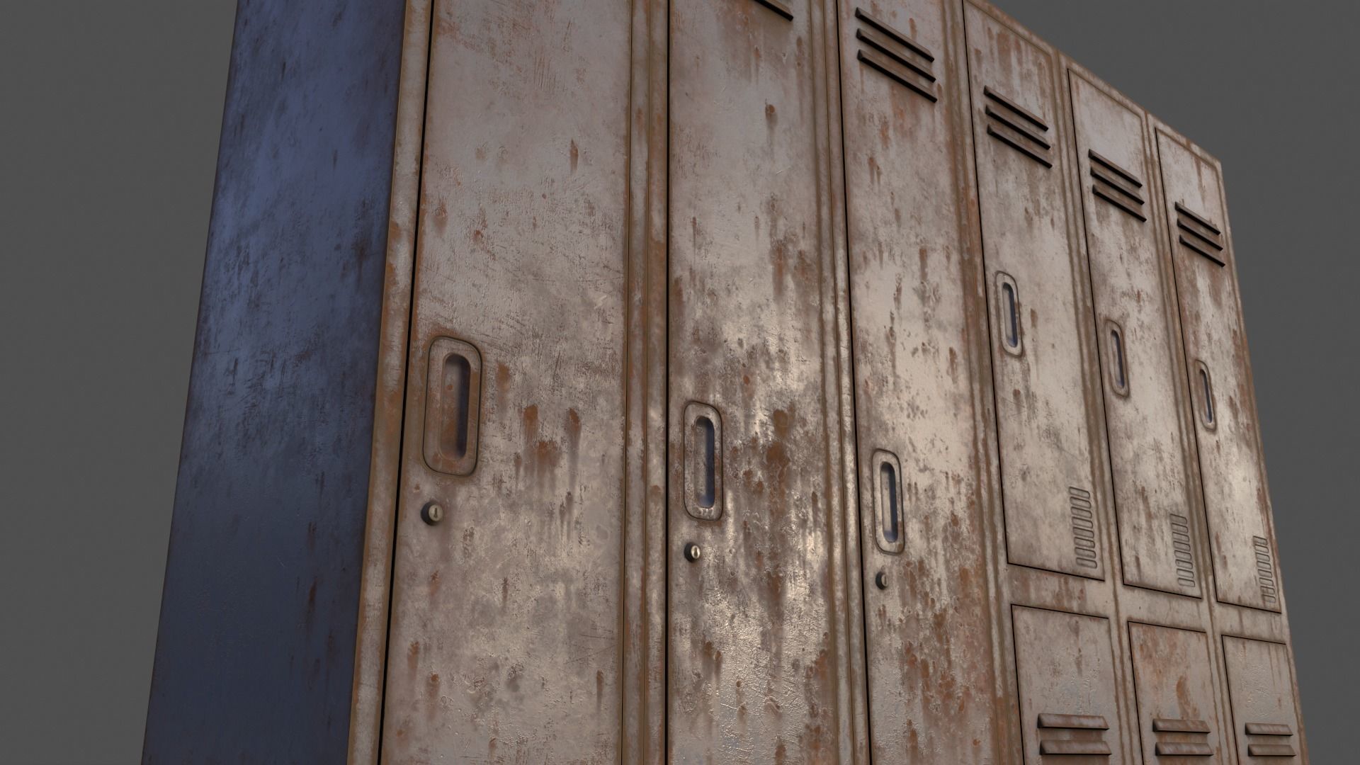 PBR School Gym Locker 06 - Grey Low-poly 3D model_19