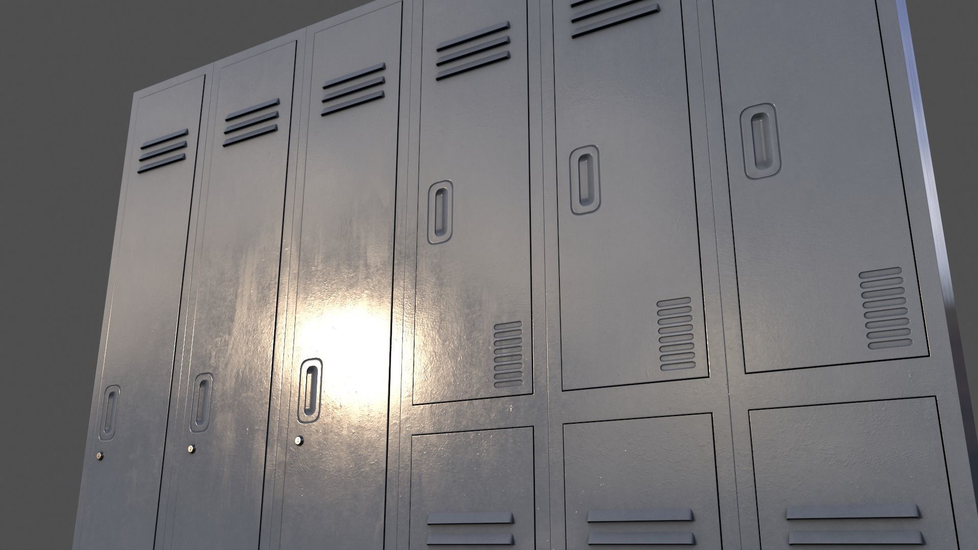 PBR School Gym Locker 06 - Grey Low-poly 3D model_20