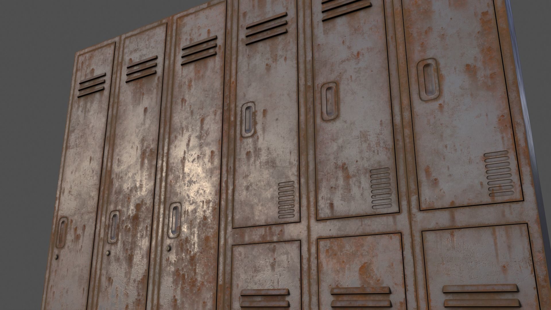 PBR School Gym Locker 06 - Grey Low-poly 3D model_22