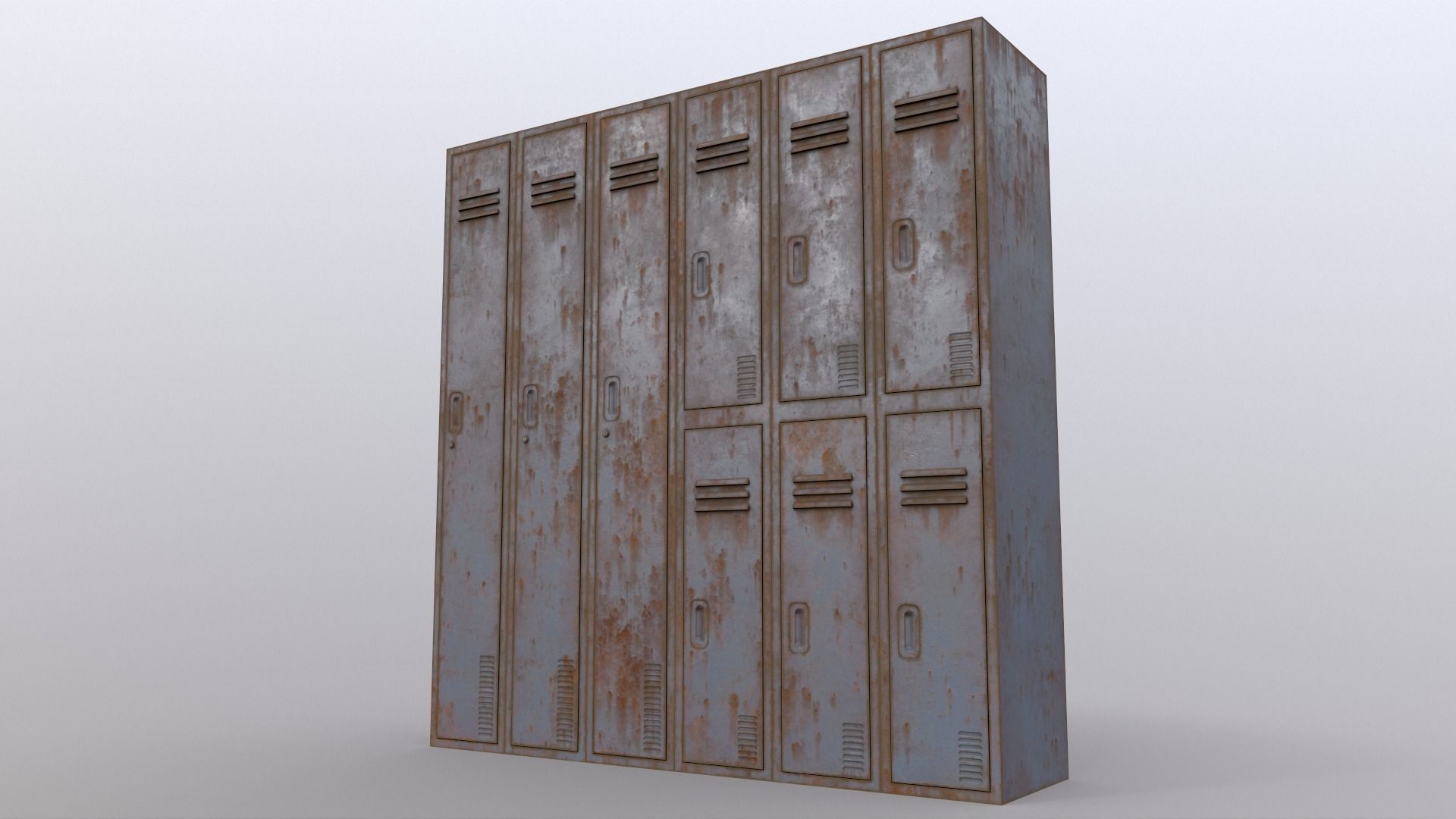 PBR School Gym Locker 06 - Grey Low-poly 3D model_13
