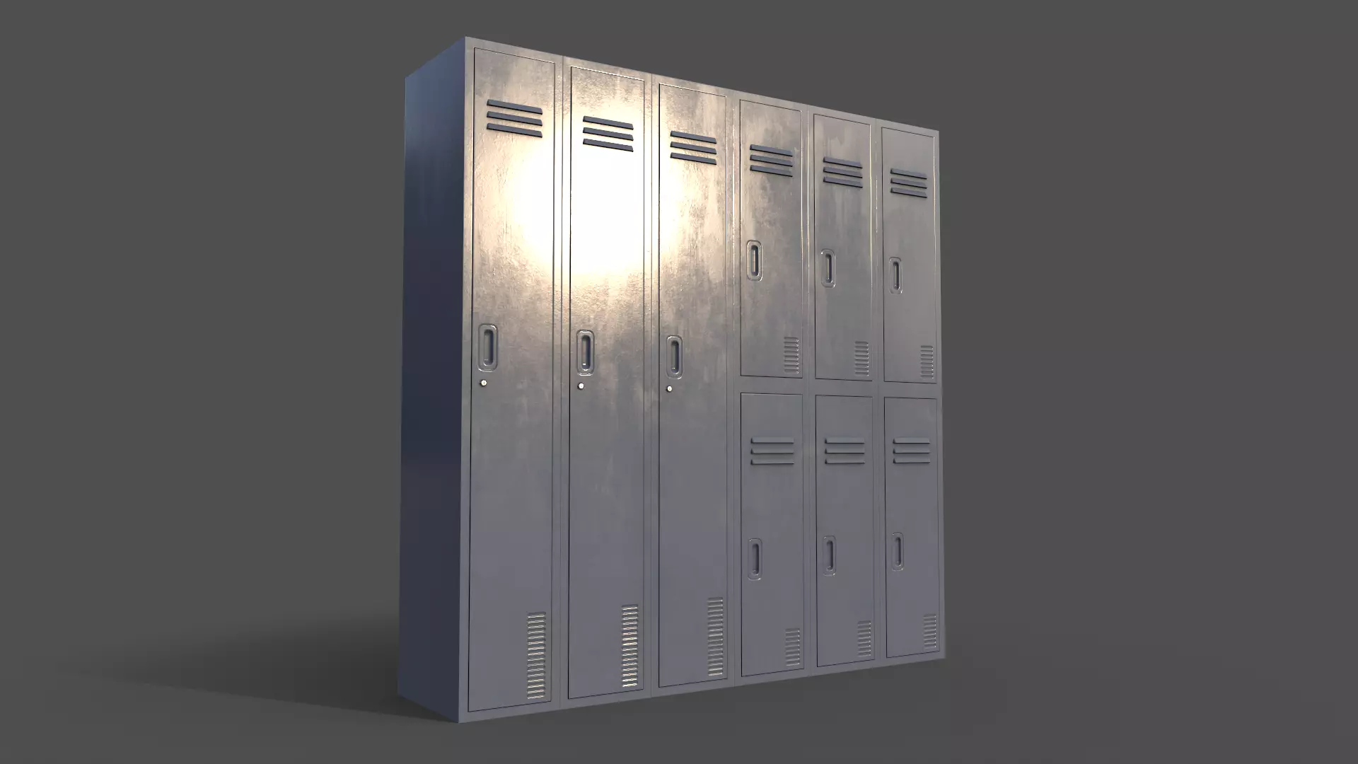 PBR School Gym Locker 06 - Grey Low-poly 3D model_0