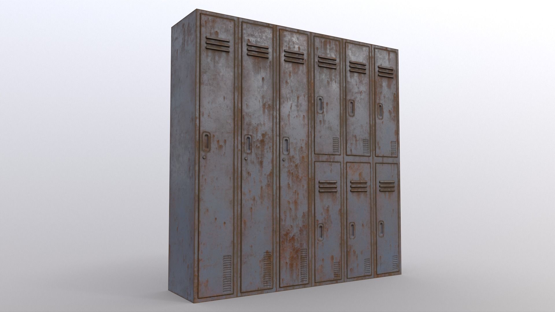 PBR School Gym Locker 06 - Grey Low-poly 3D model_10