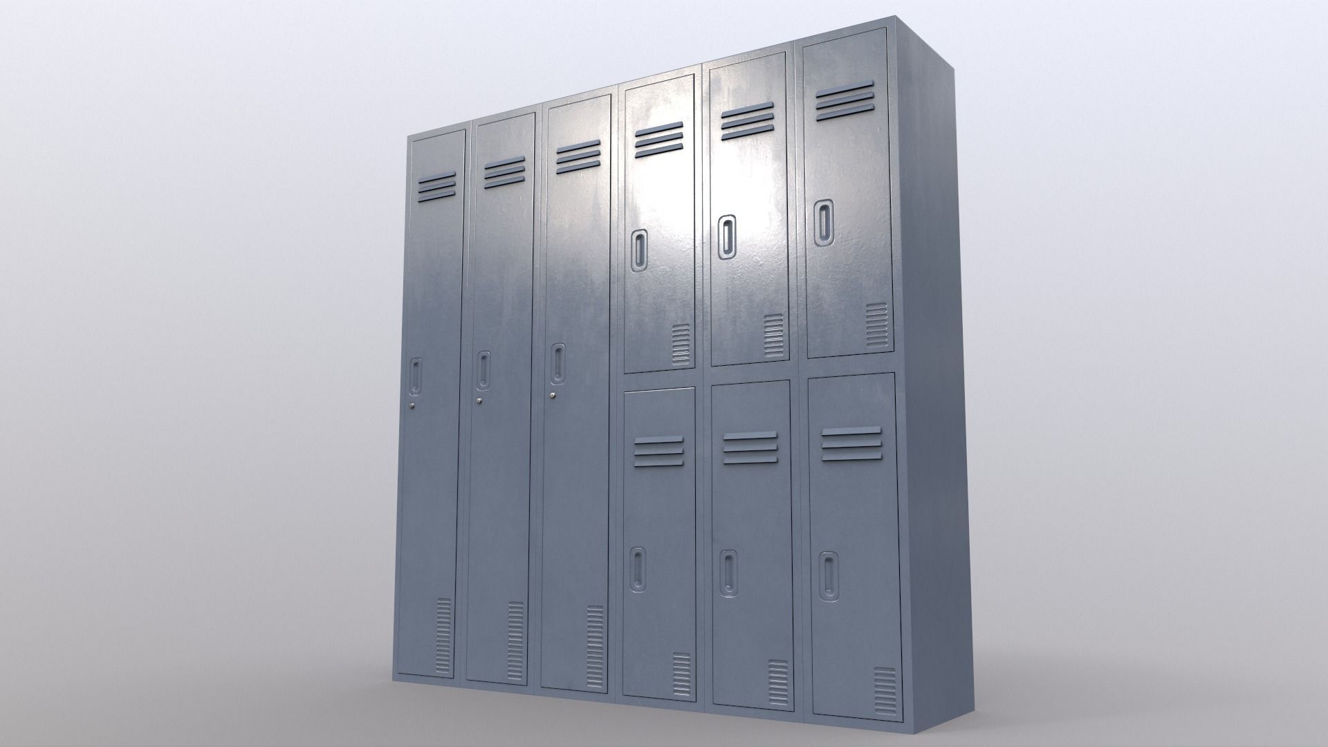 PBR School Gym Locker 06 - Grey Low-poly 3D model_11