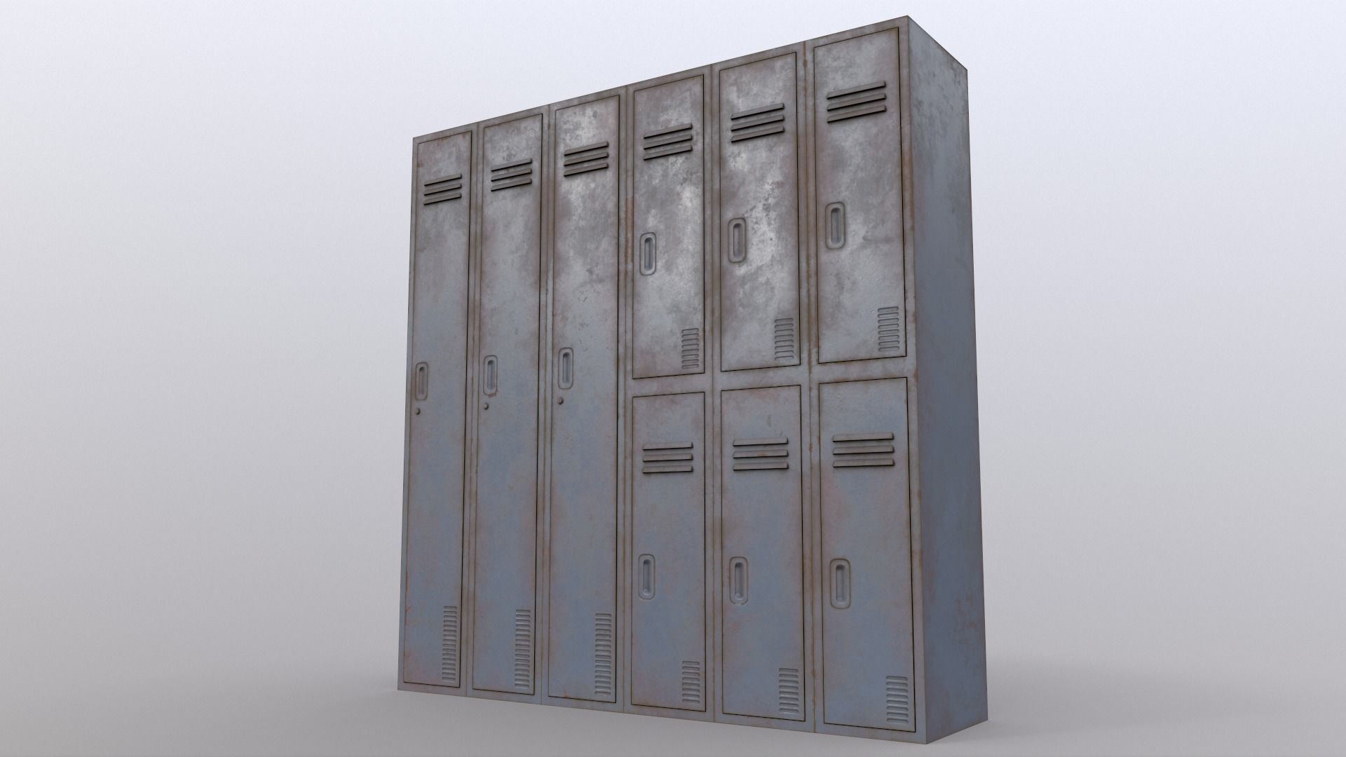 PBR School Gym Locker 06 - Grey Low-poly 3D model_12