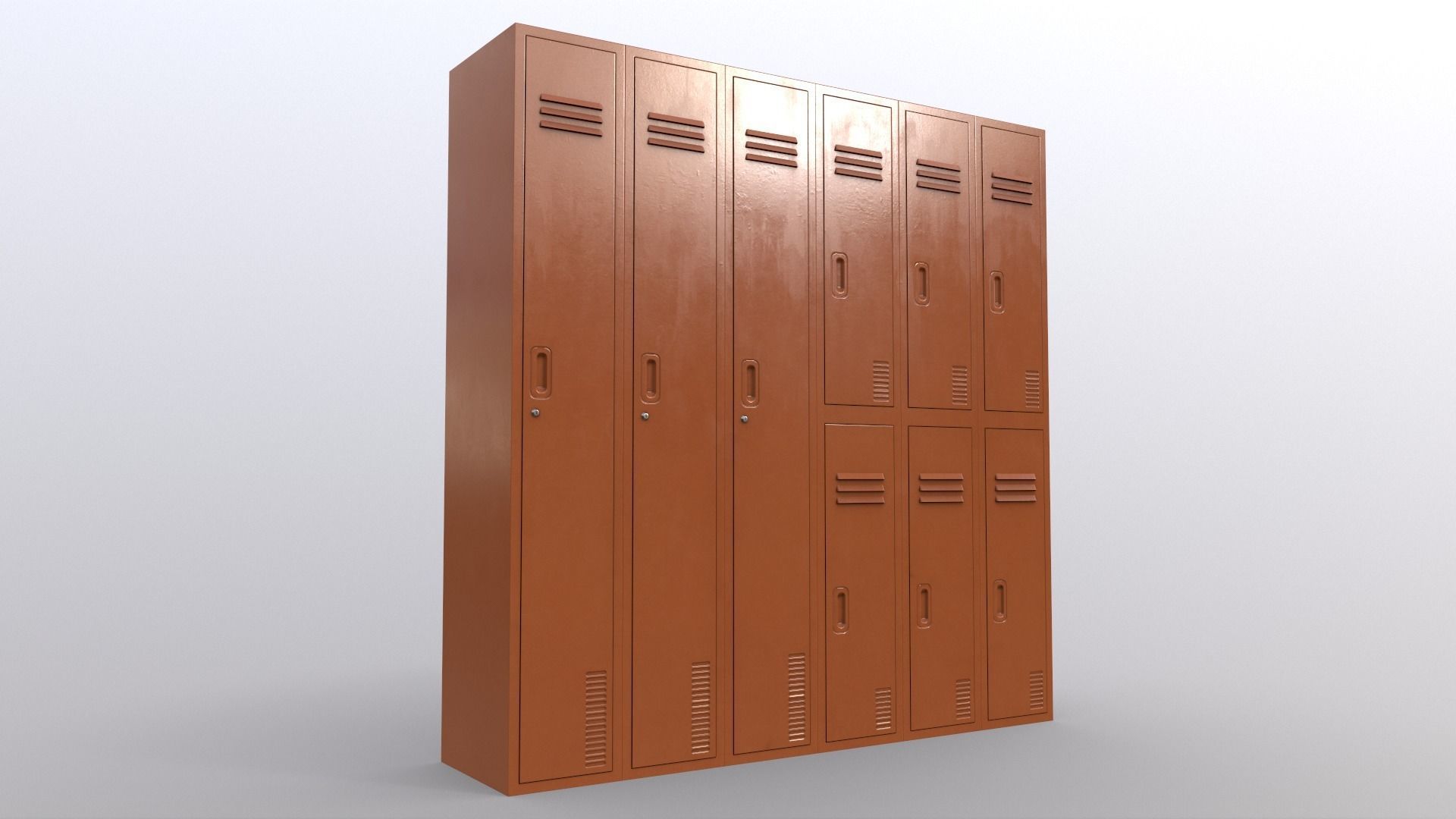 PBR School Gym Locker 06 - Orange Low-poly 3D model_8