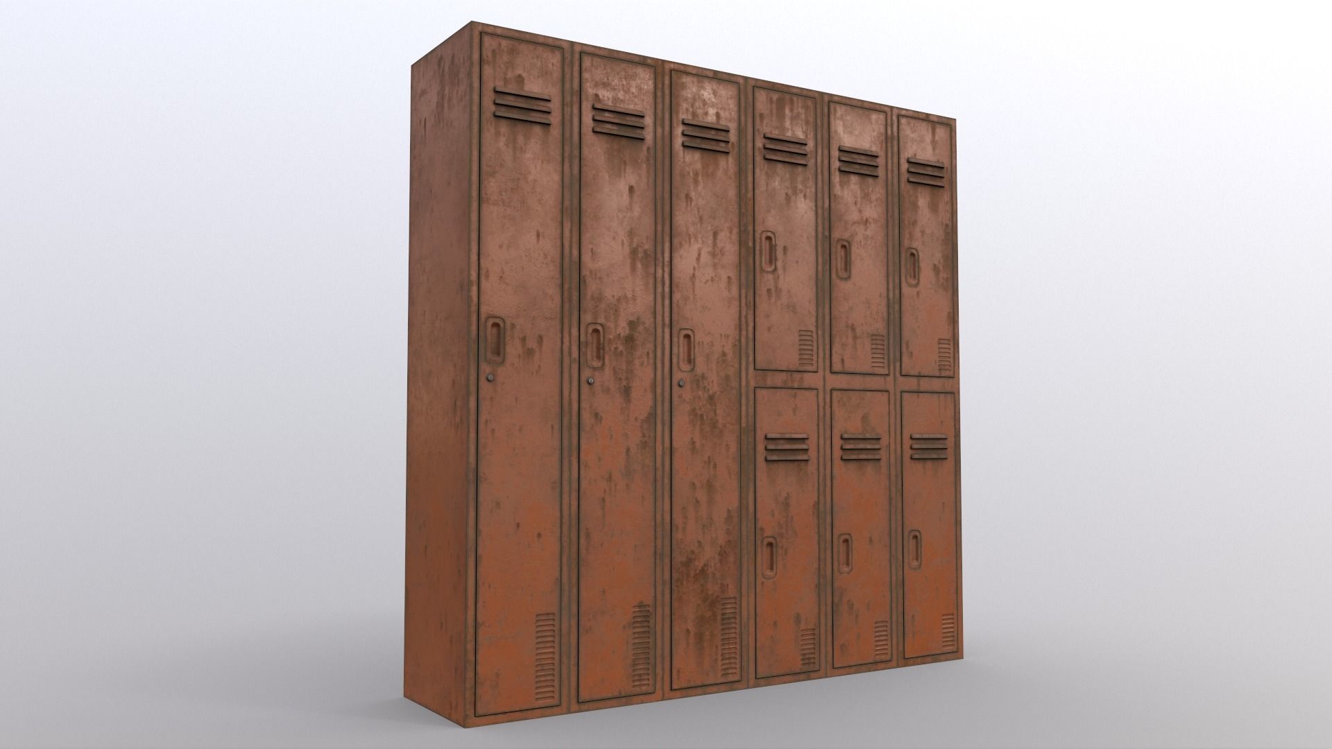 PBR School Gym Locker 06 - Orange Low-poly 3D model_10