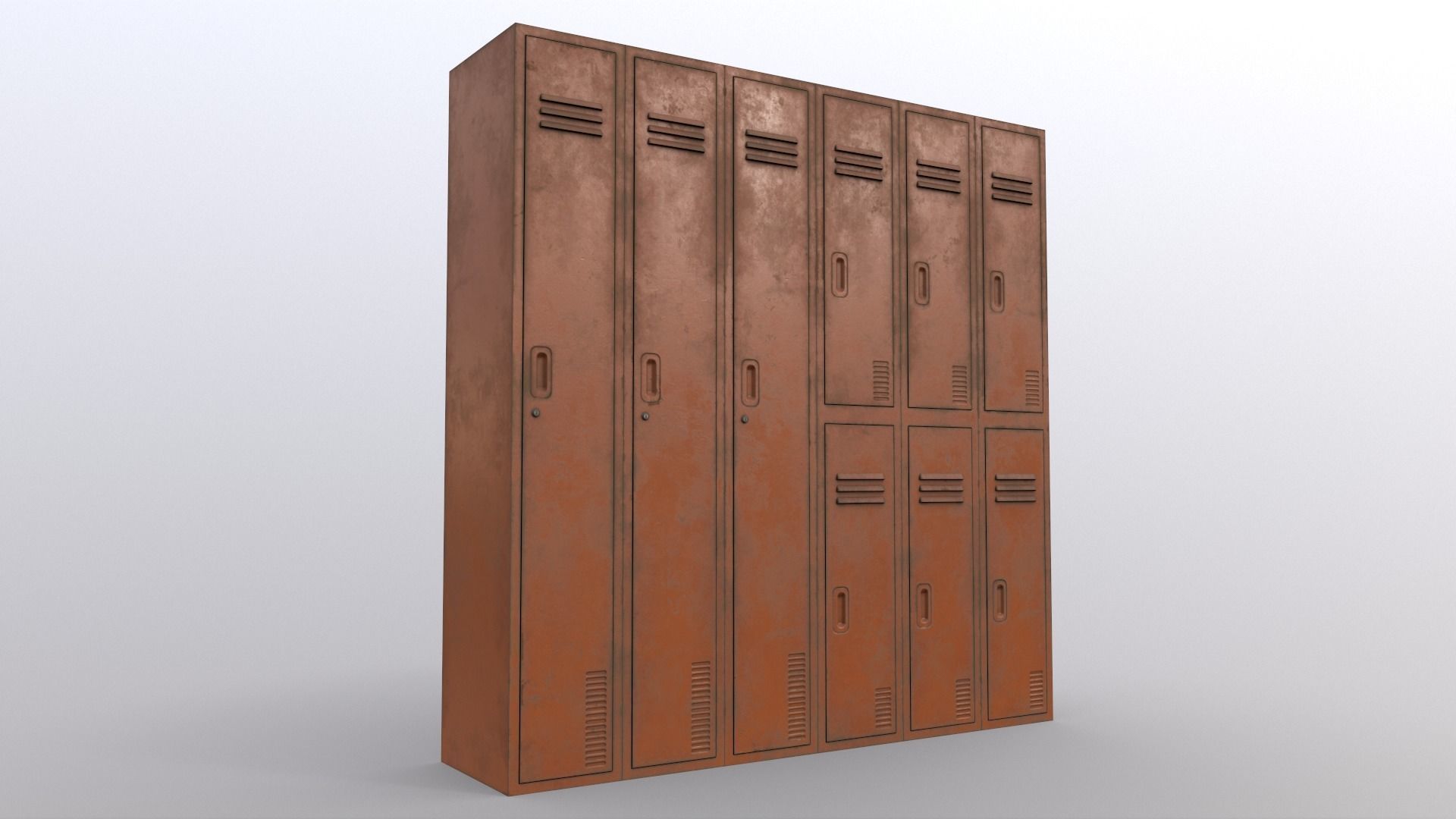 PBR School Gym Locker 06 - Orange Low-poly 3D model_9
