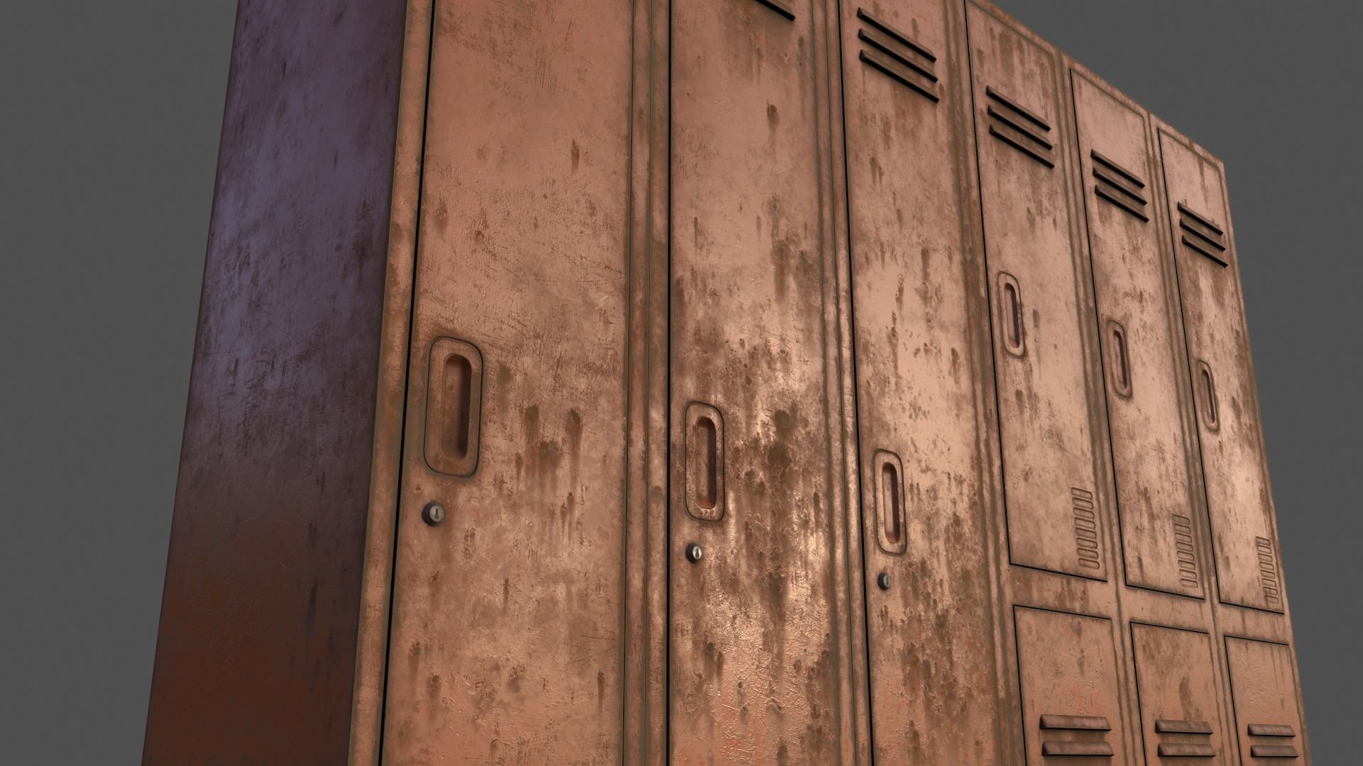 PBR School Gym Locker 06 - Orange Low-poly 3D model_19