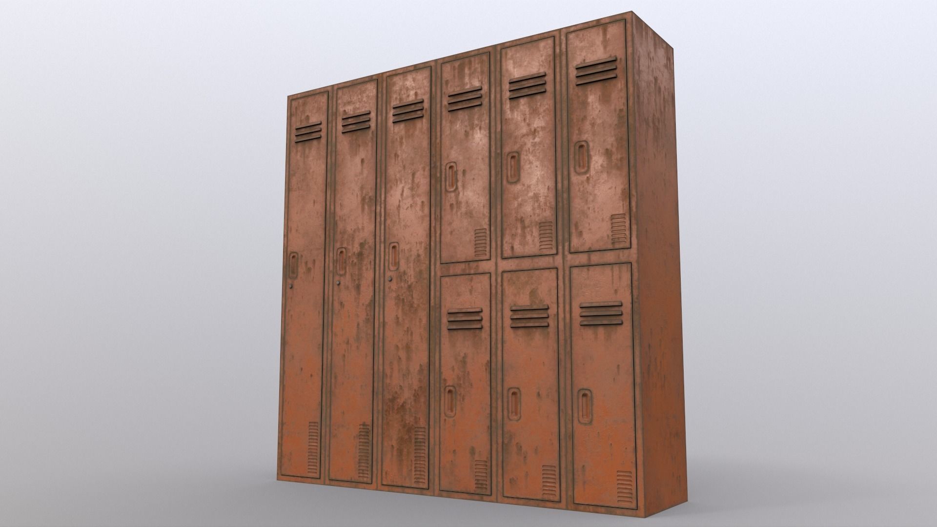 PBR School Gym Locker 06 - Orange Low-poly 3D model_13