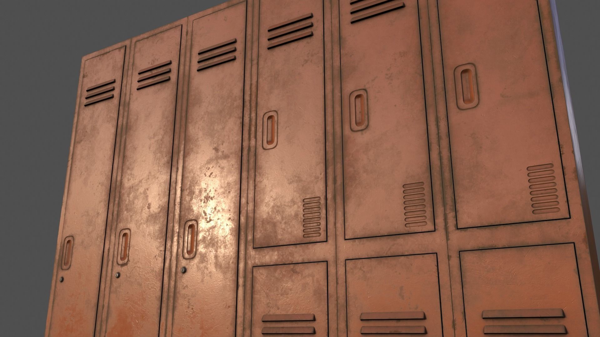 PBR School Gym Locker 06 - Orange Low-poly 3D model_21