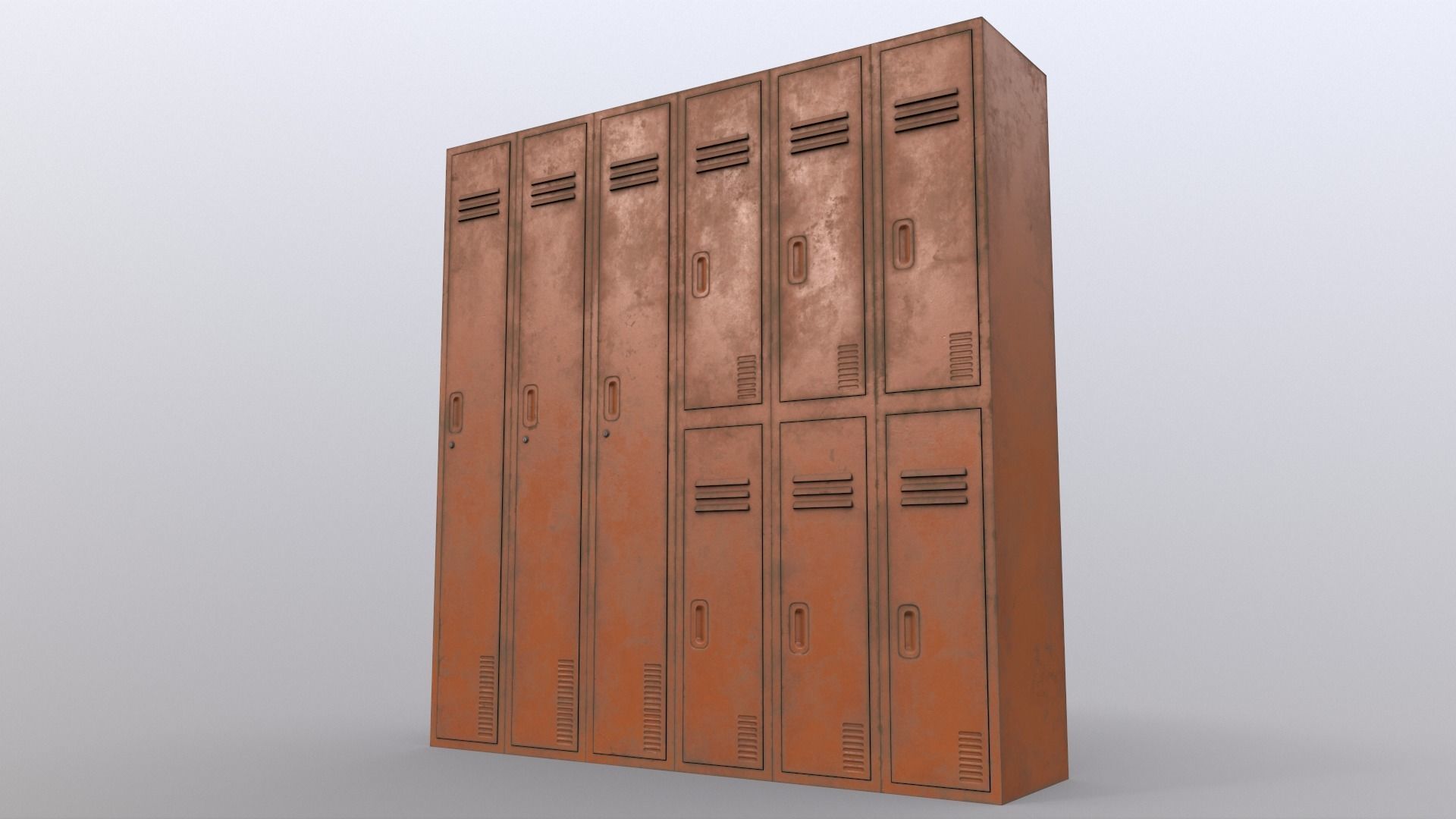 PBR School Gym Locker 06 - Orange Low-poly 3D model_12