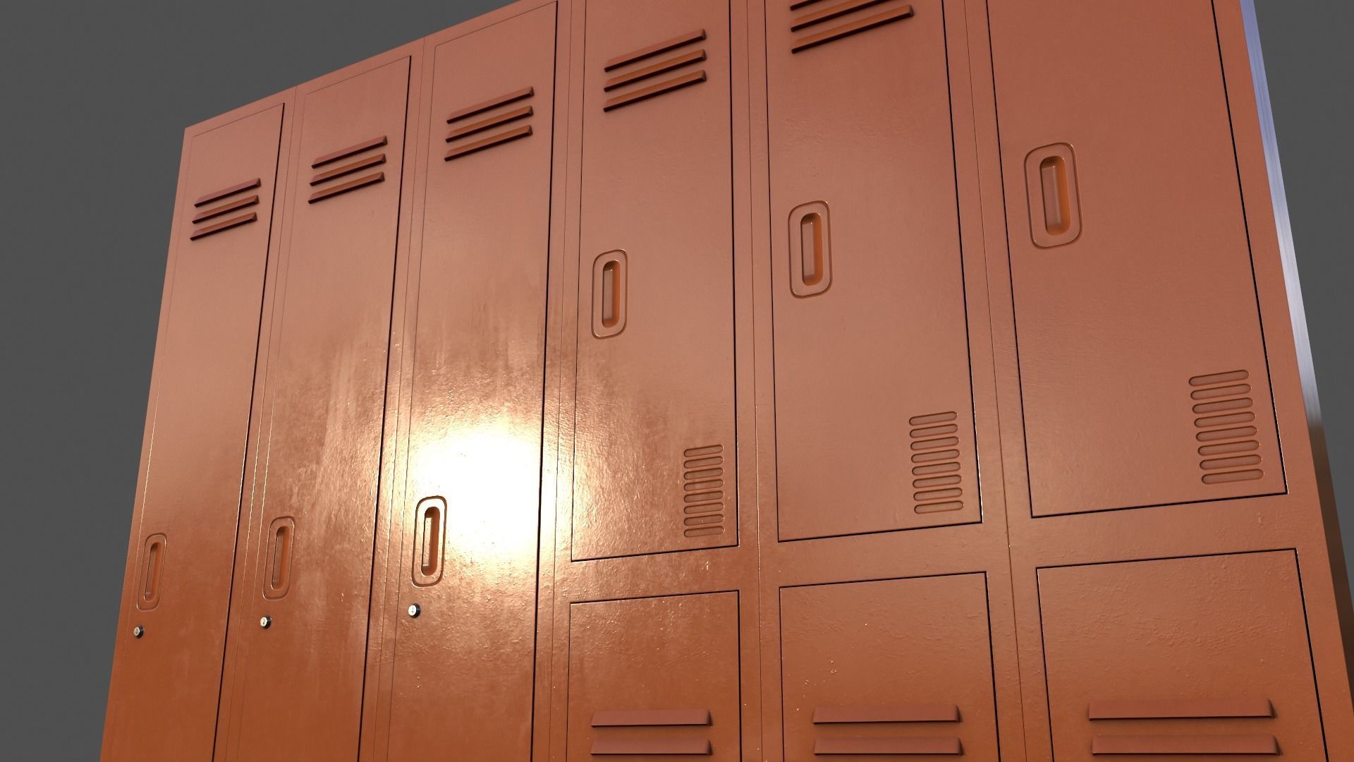 PBR School Gym Locker 06 - Orange Low-poly 3D model_20