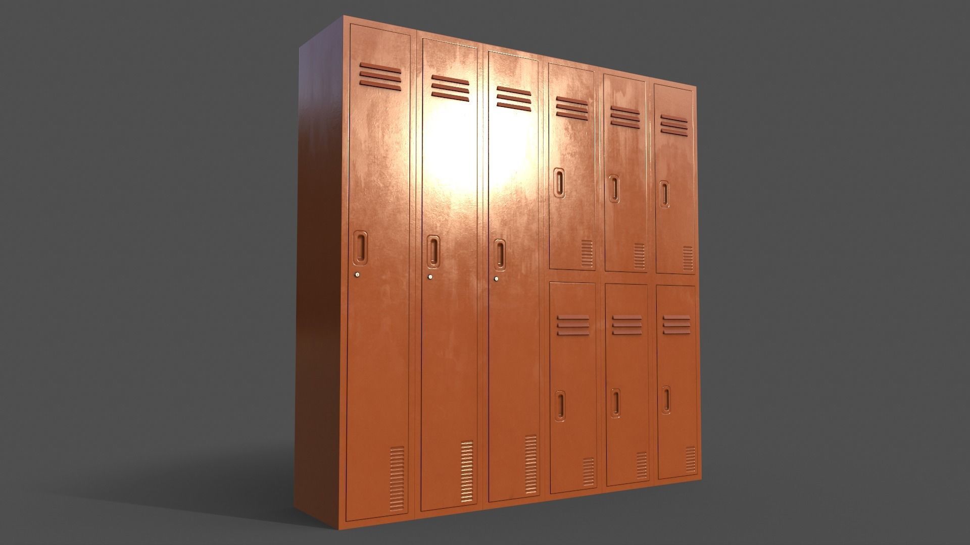 PBR School Gym Locker 06 - Orange Low-poly 3D model_5