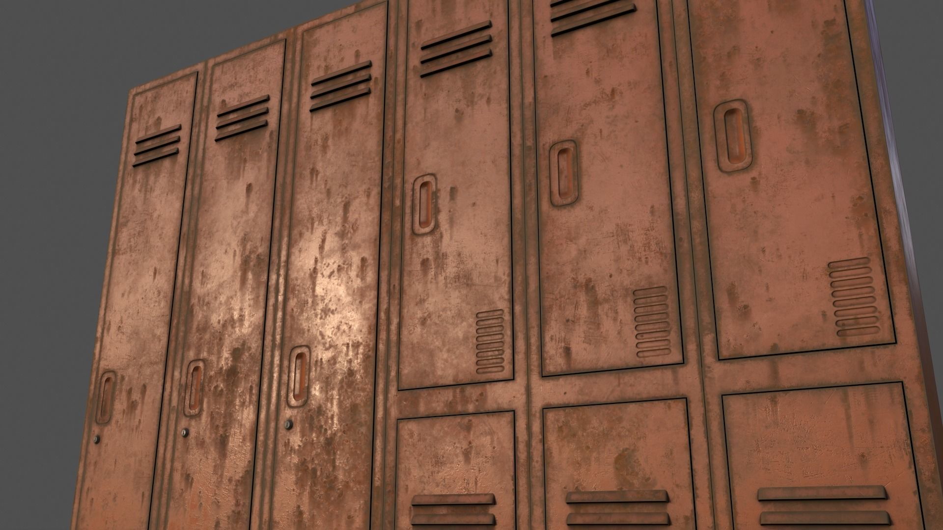 PBR School Gym Locker 06 - Orange Low-poly 3D model_22