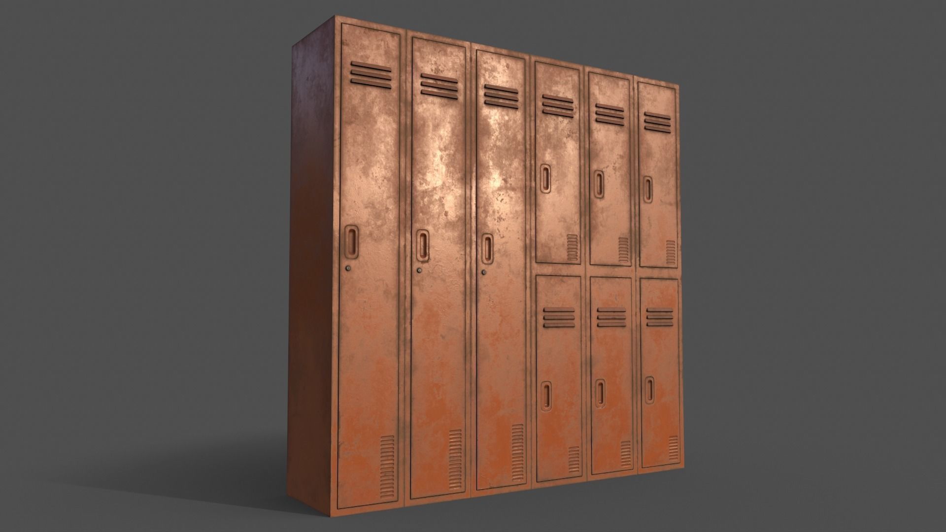PBR School Gym Locker 06 - Orange Low-poly 3D model_6