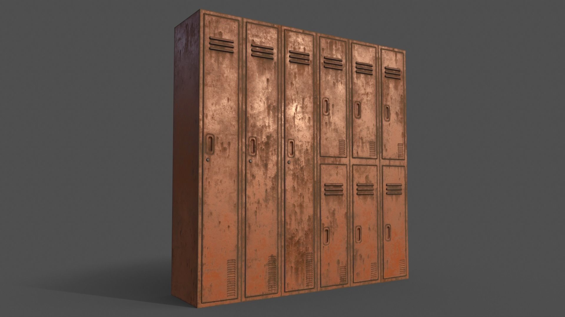 PBR School Gym Locker 06 - Orange Low-poly 3D model_7