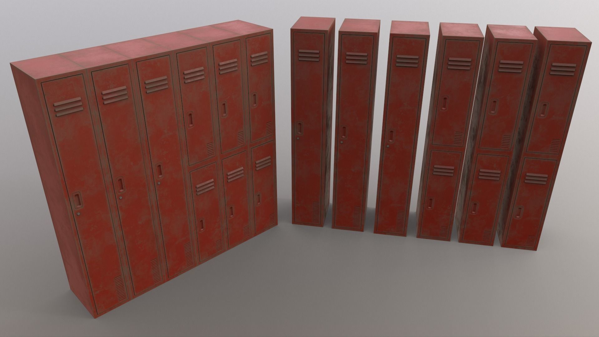 PBR School Gym Locker 06 - Multi color Pack 3D Model Collection_59