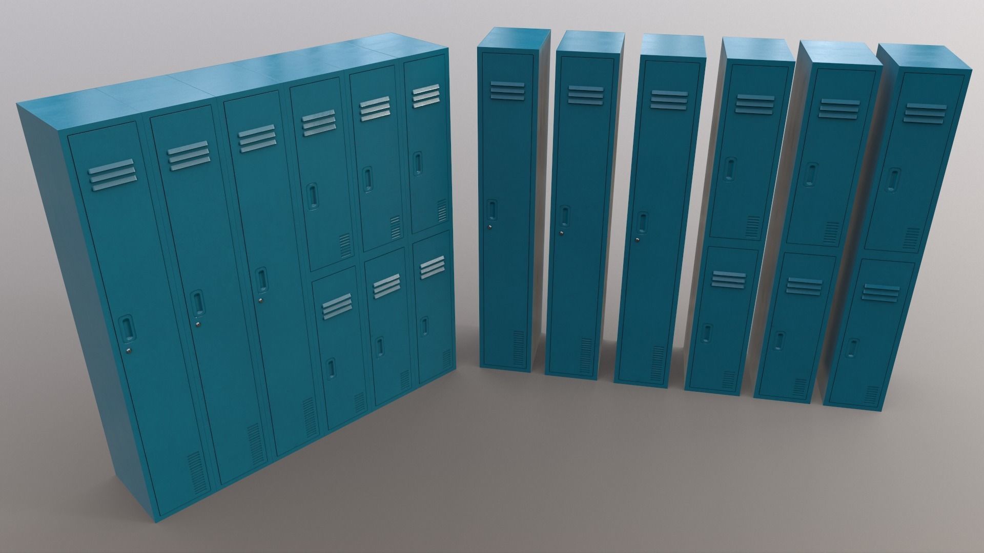 PBR School Gym Locker 06 - Multi color Pack 3D Model Collection_40