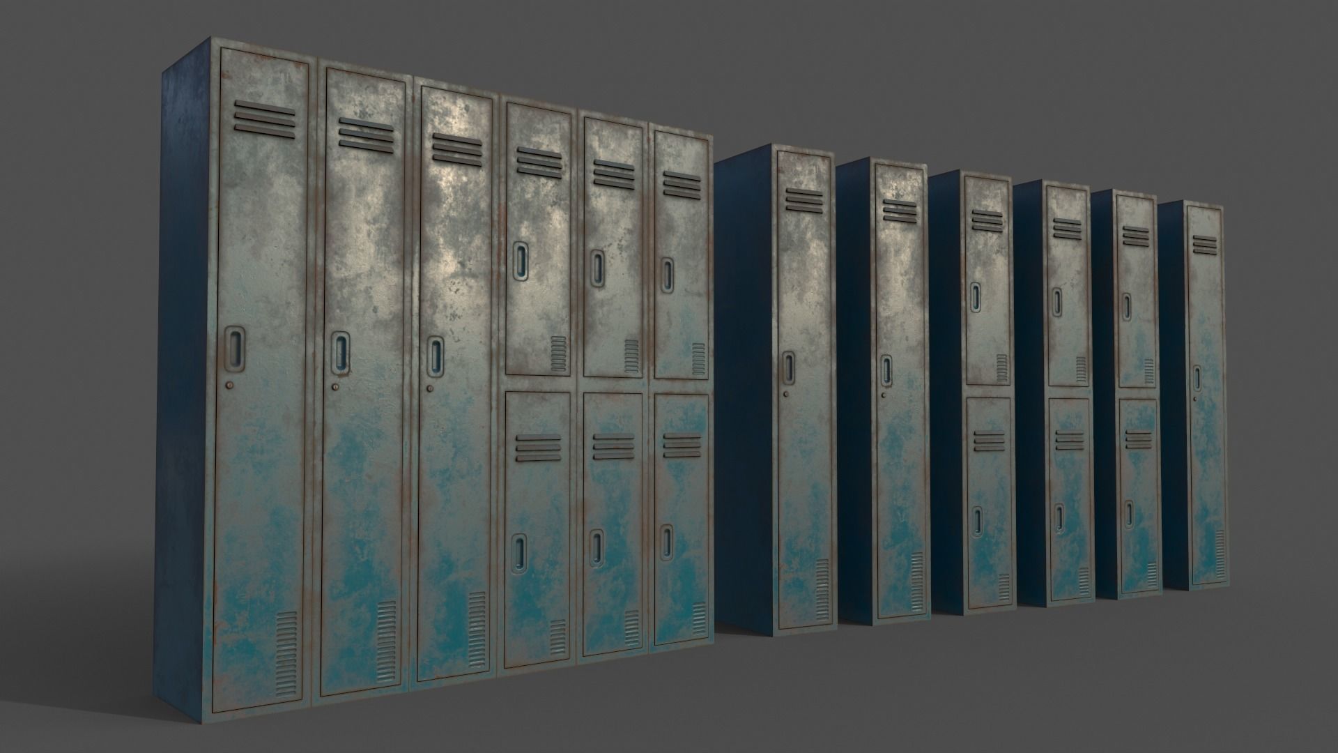 PBR School Gym Locker 06 - Multi color Pack 3D Model Collection_5