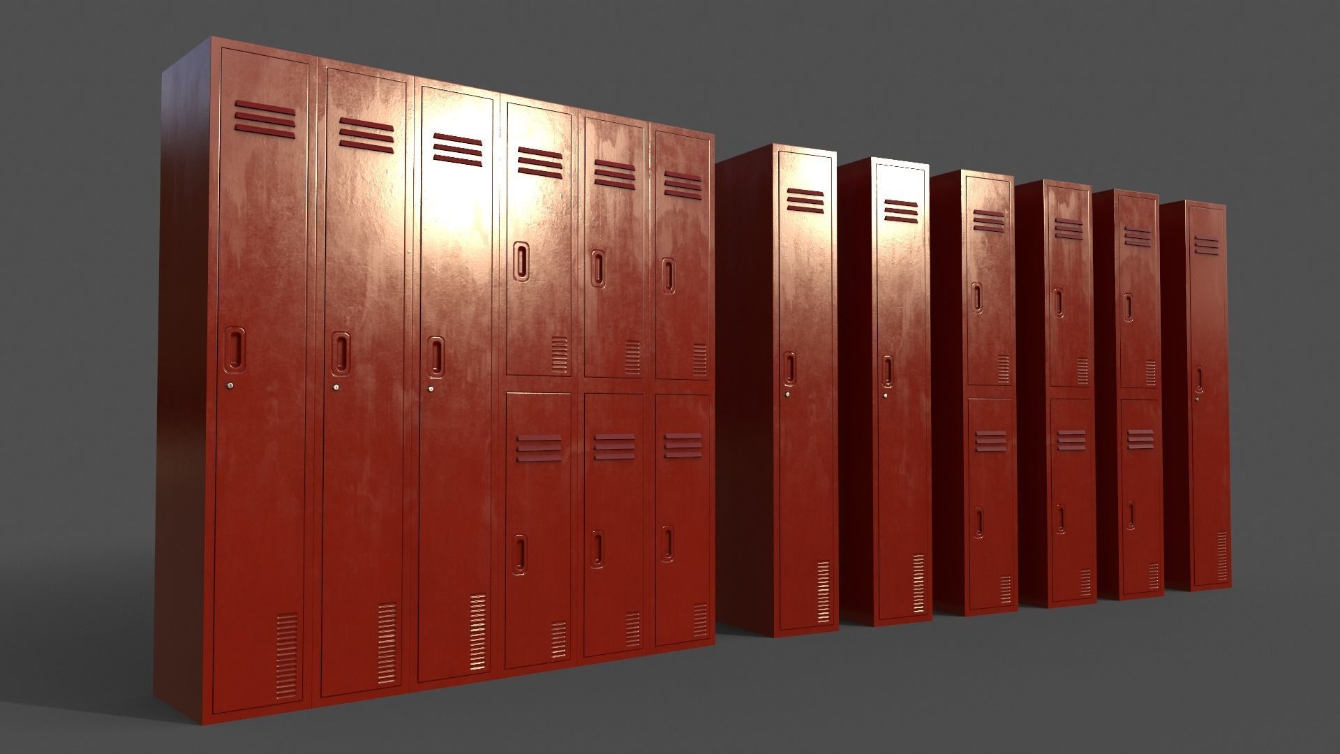 PBR School Gym Locker 06 - Multi color Pack 3D Model Collection_22