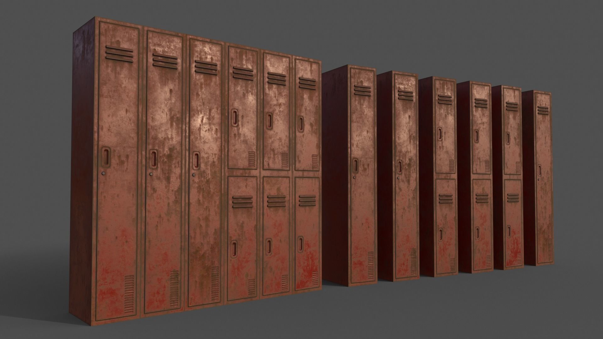 PBR School Gym Locker 06 - Multi color Pack 3D Model Collection_24