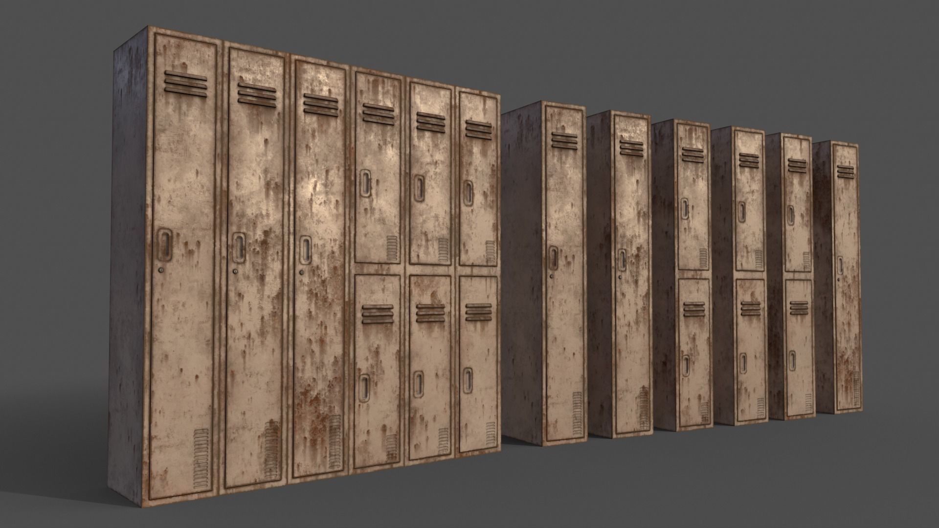 PBR School Gym Locker 06 - Multi color Pack 3D Model Collection_3