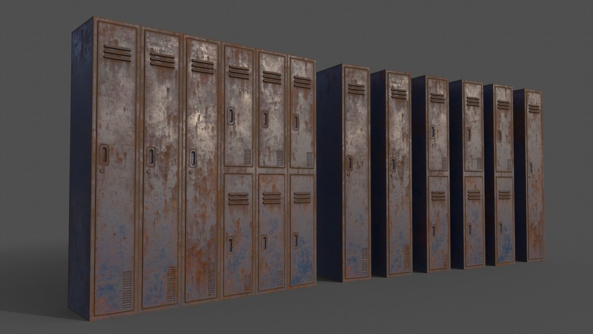 PBR School Gym Locker 06 - Multi color Pack 3D Model Collection_15