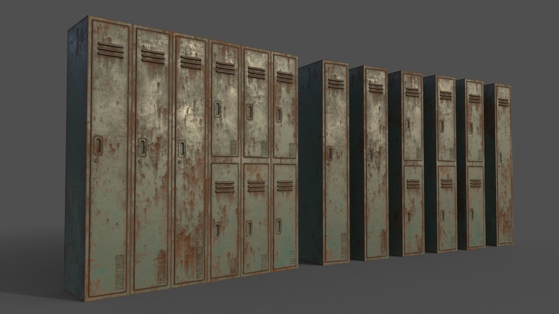 PBR School Gym Locker 06 - Multi color Pack 3D Model Collection_9