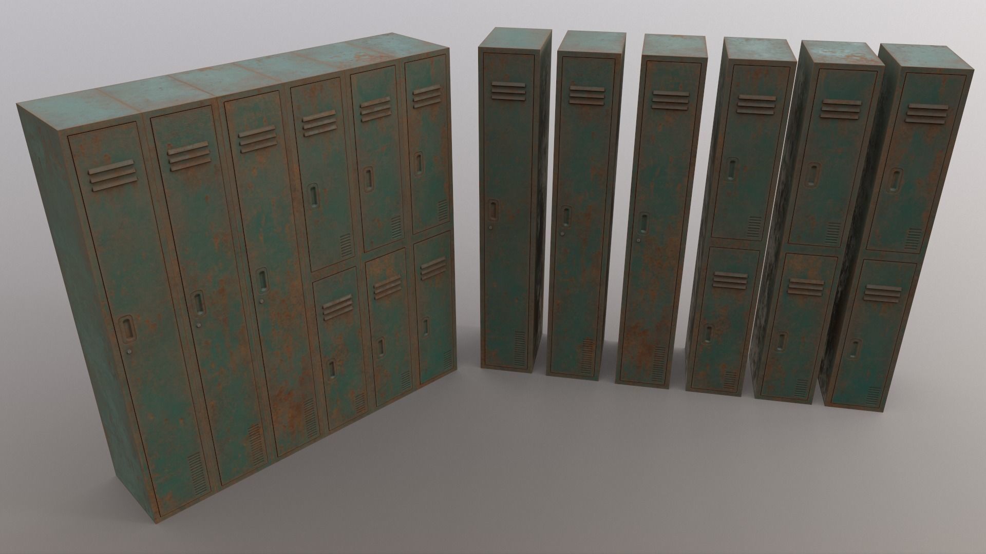 PBR School Gym Locker 06 - Multi color Pack 3D Model Collection_45