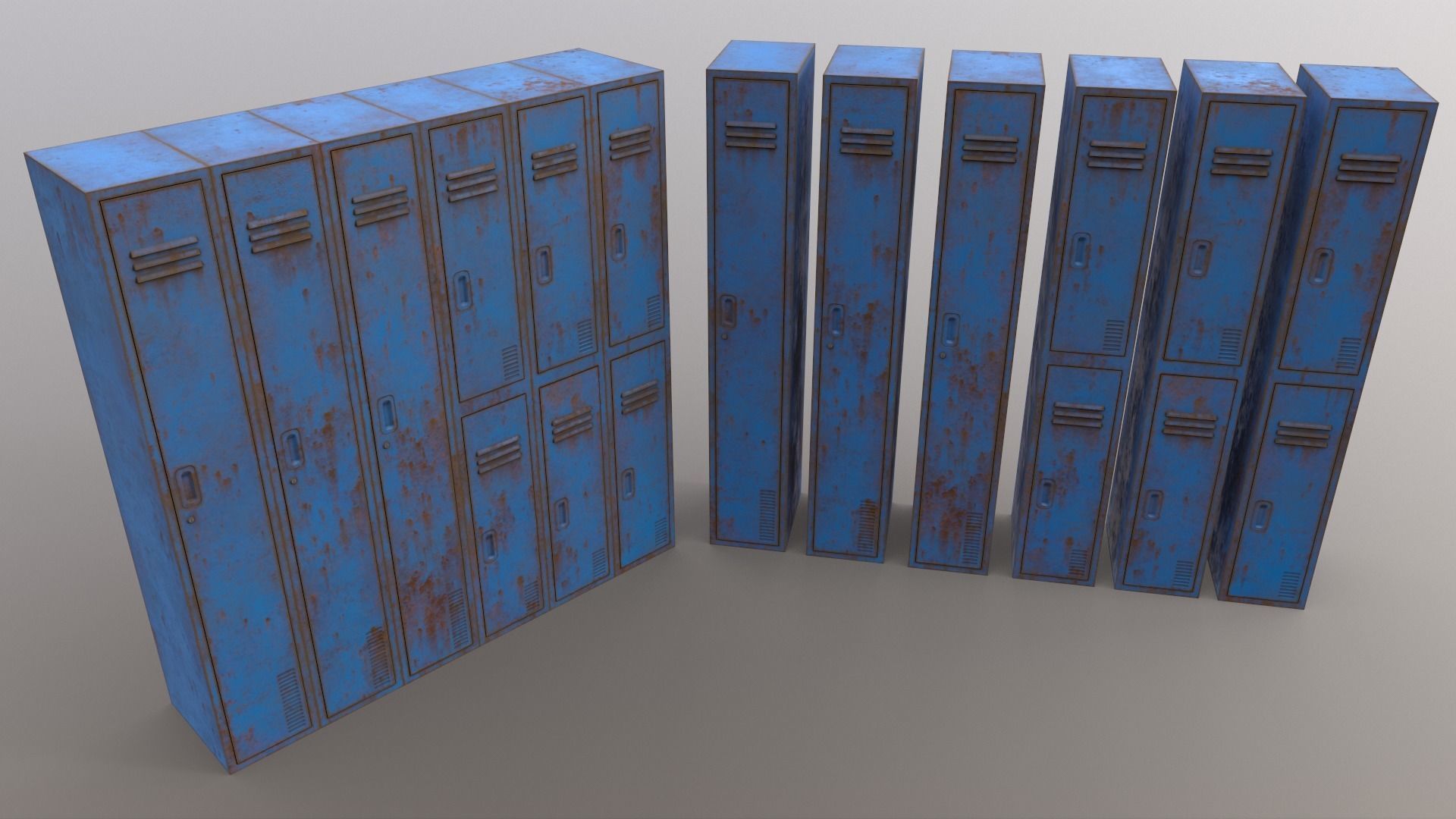 PBR School Gym Locker 06 - Multi color Pack 3D Model Collection_36