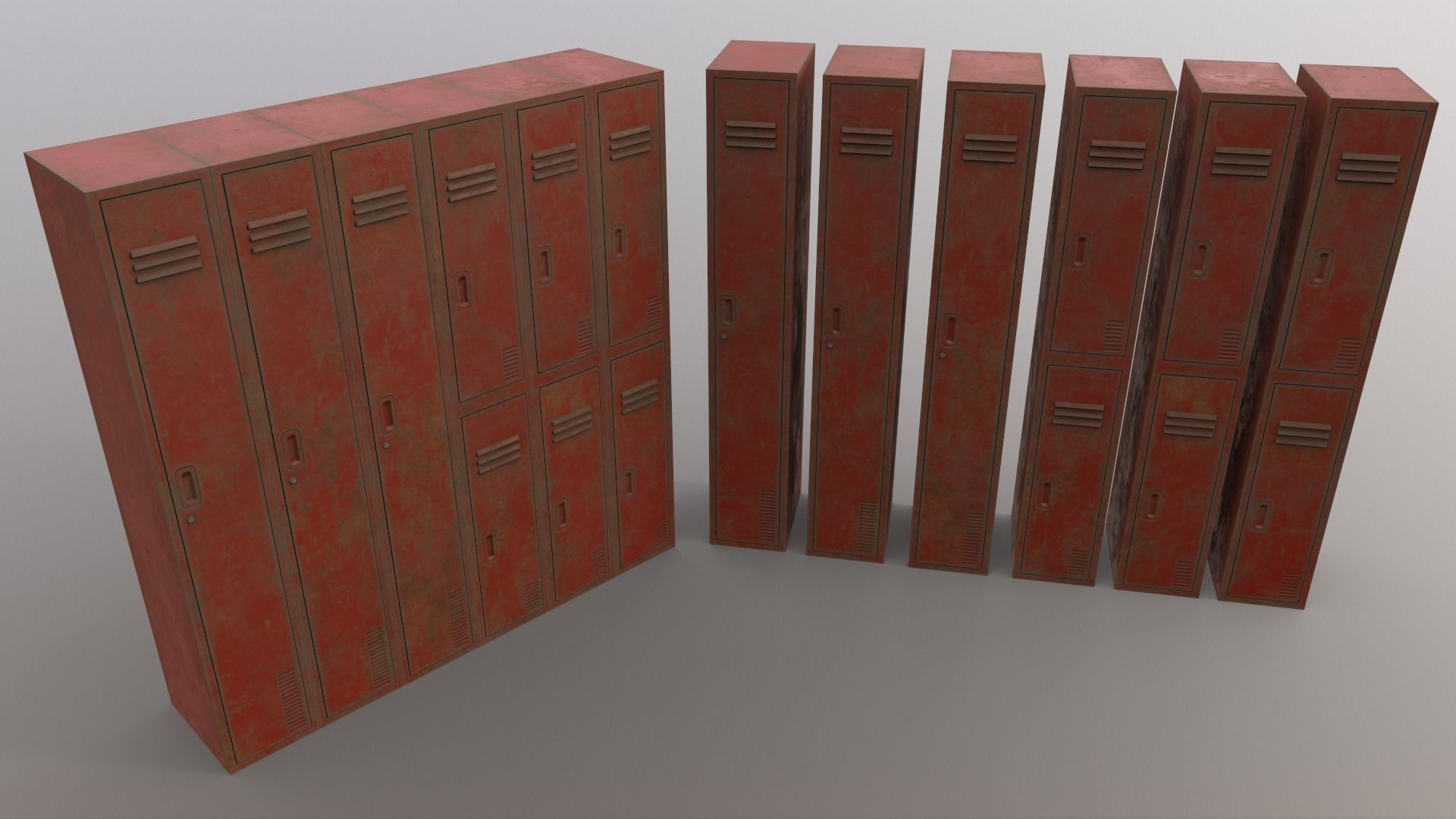 PBR School Gym Locker 06 - Multi color Pack 3D Model Collection_60
