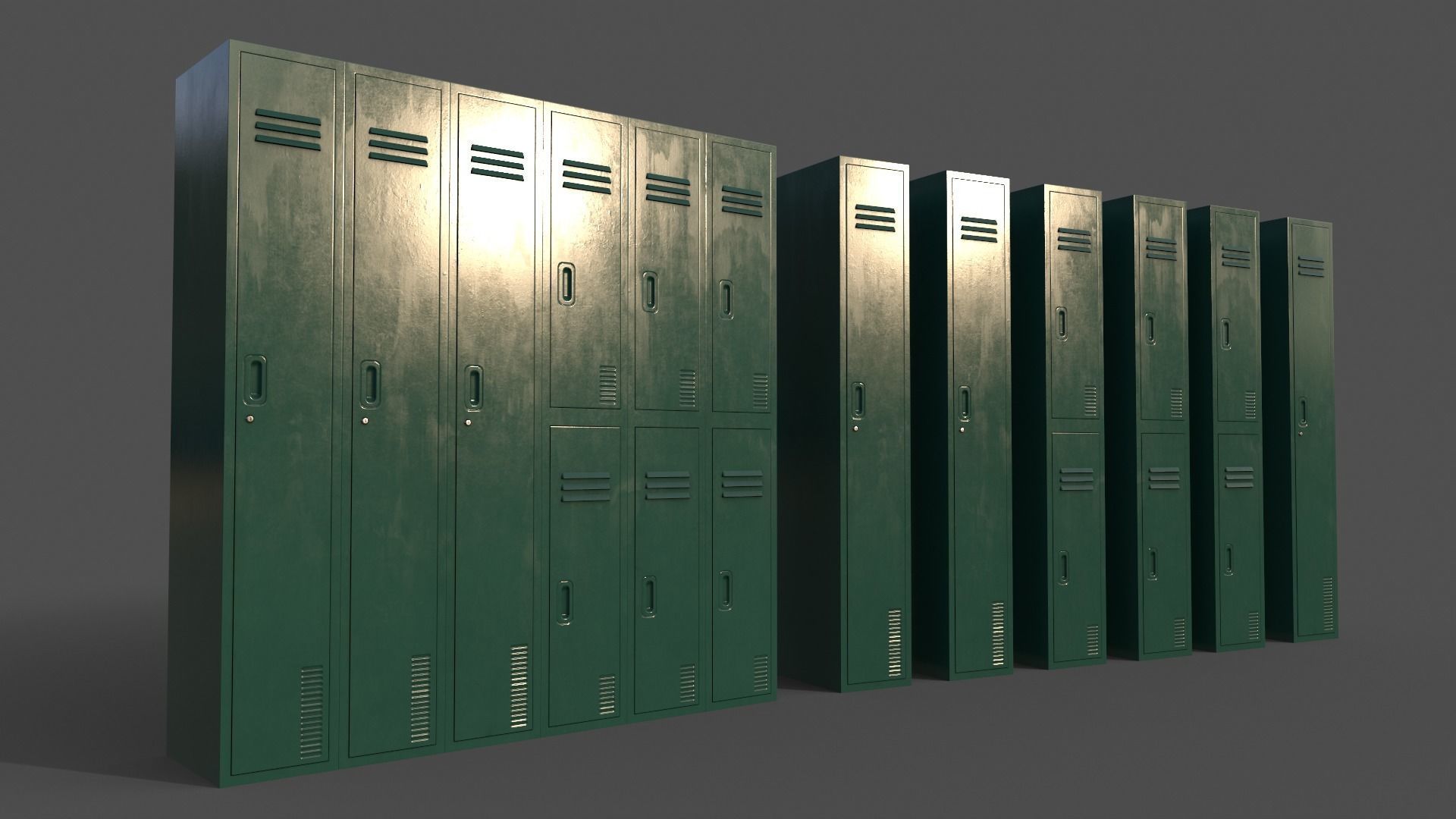 PBR School Gym Locker 06 - Multi color Pack 3D Model Collection_10