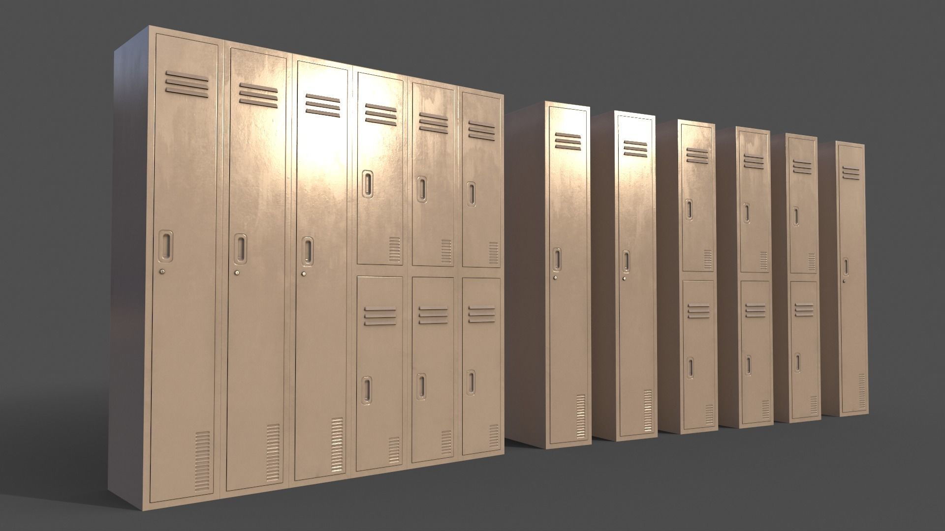 PBR School Gym Locker 06 - Multi color Pack 3D Model Collection_1