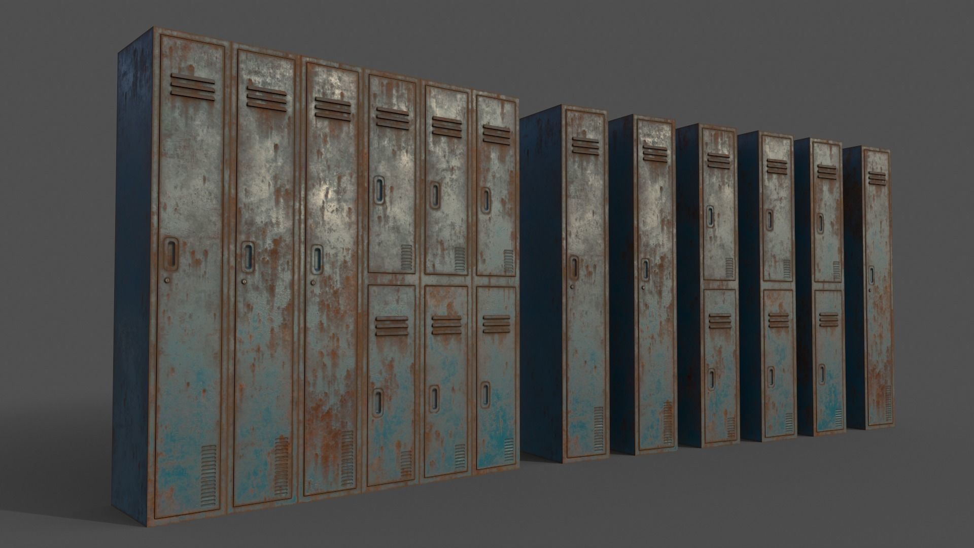 PBR School Gym Locker 06 - Multi color Pack 3D Model Collection_6