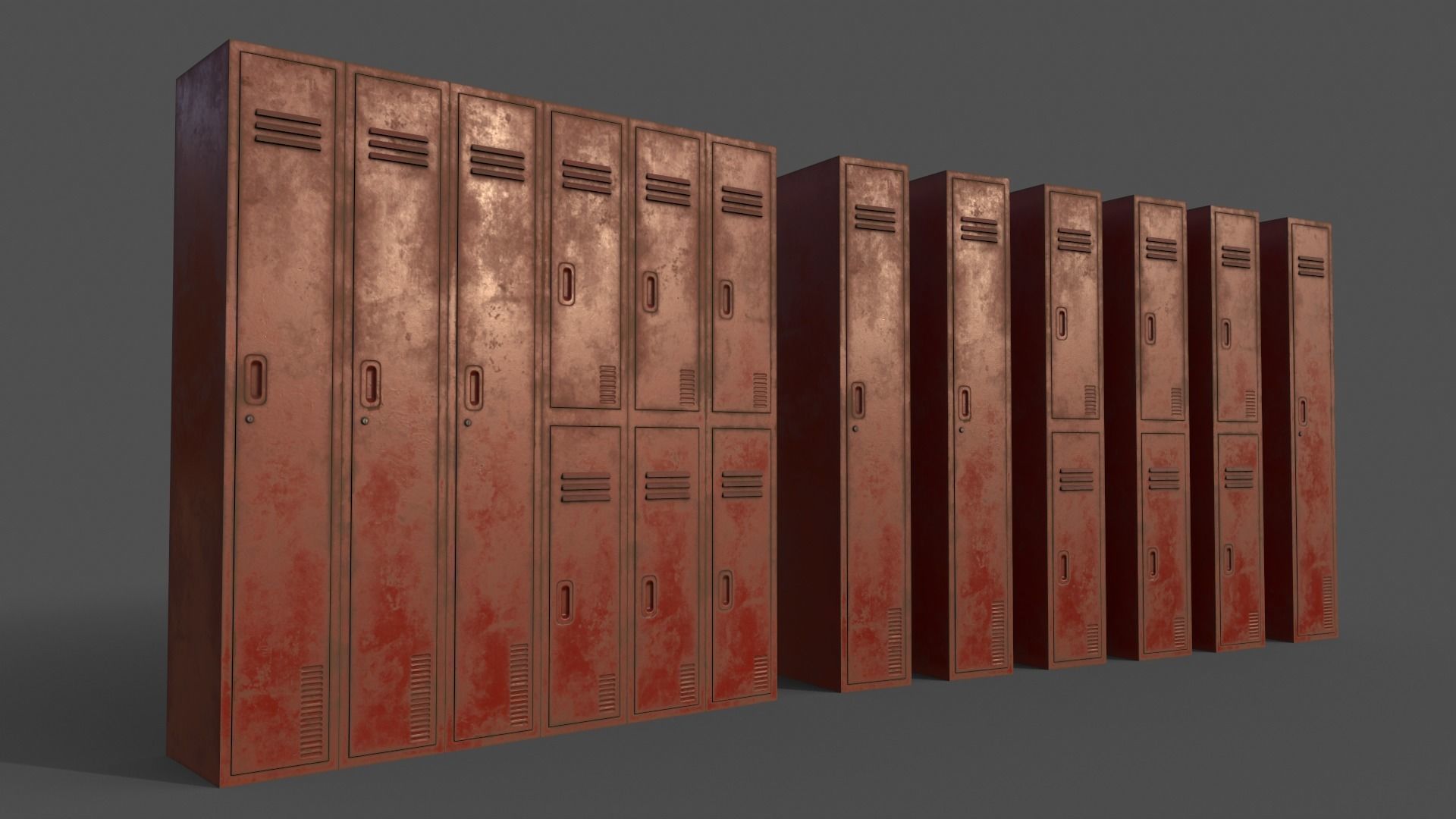 PBR School Gym Locker 06 - Multi color Pack 3D Model Collection_23