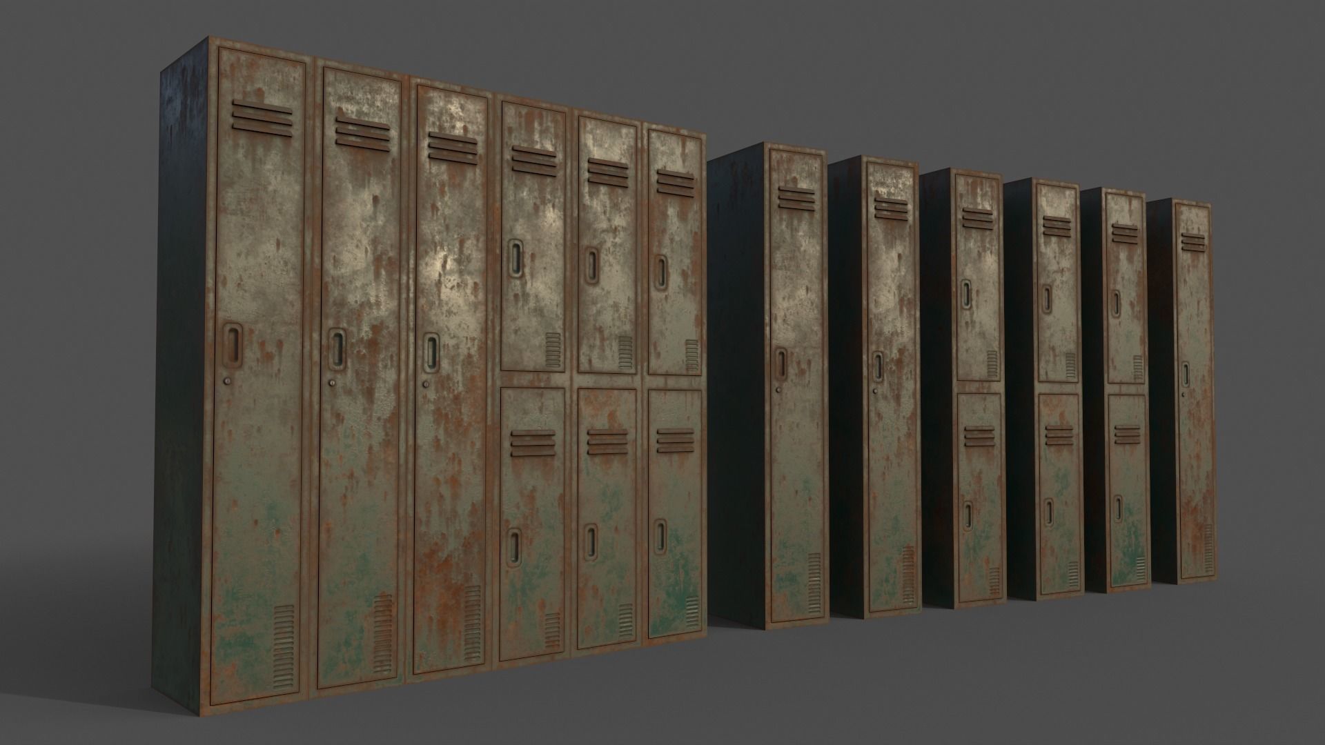 PBR School Gym Locker 06 - Multi color Pack 3D Model Collection_12