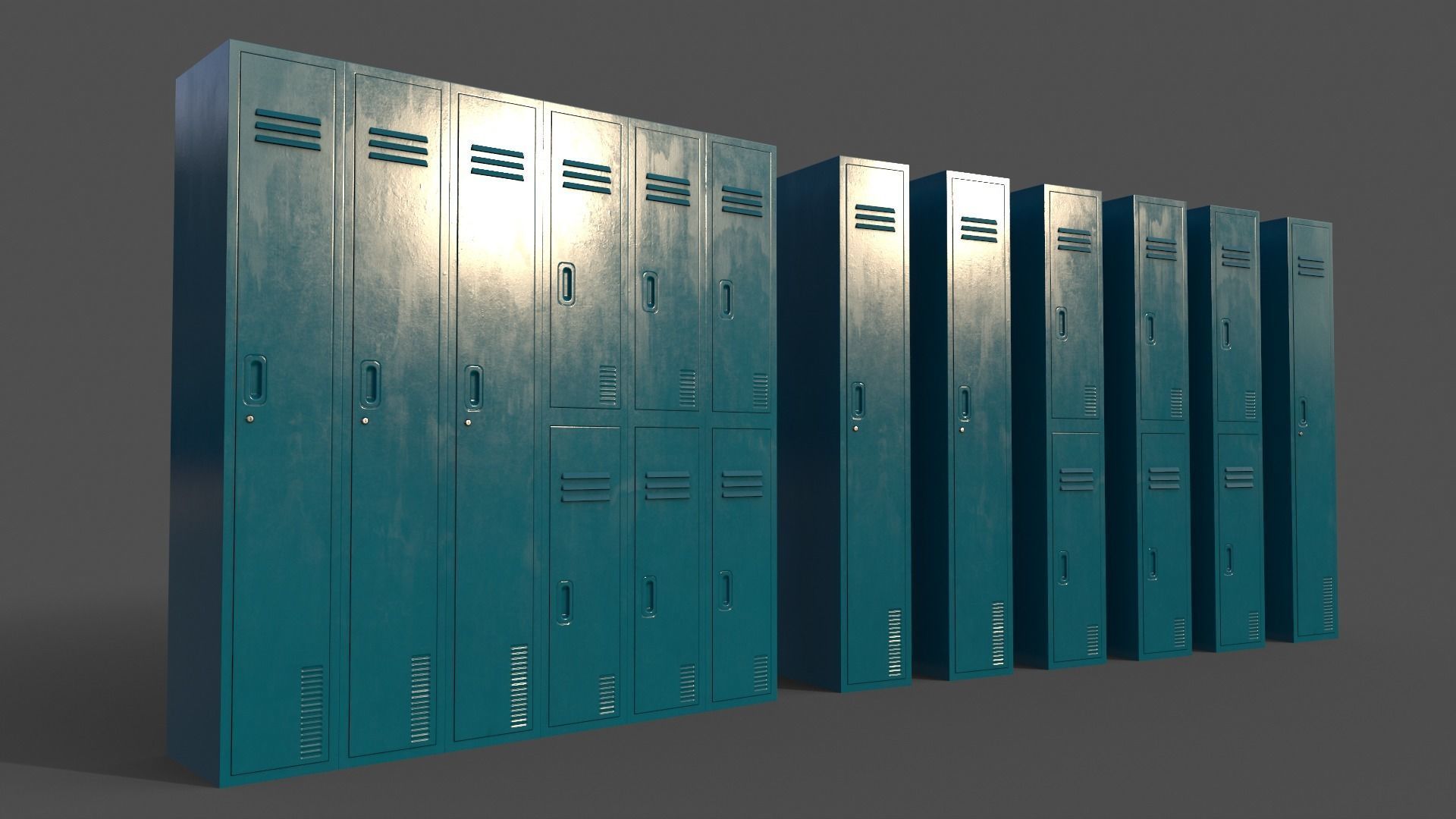 PBR School Gym Locker 06 - Multi color Pack 3D Model Collection_4
