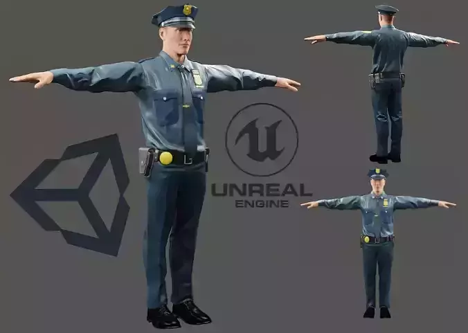 police officer Low-poly 3D model