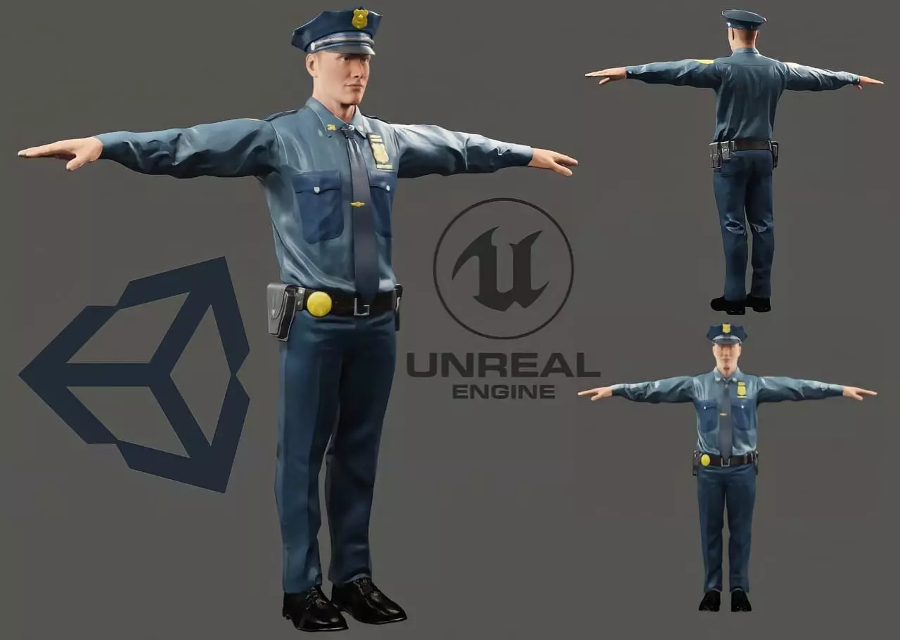 police officer Low-poly 3D model_0