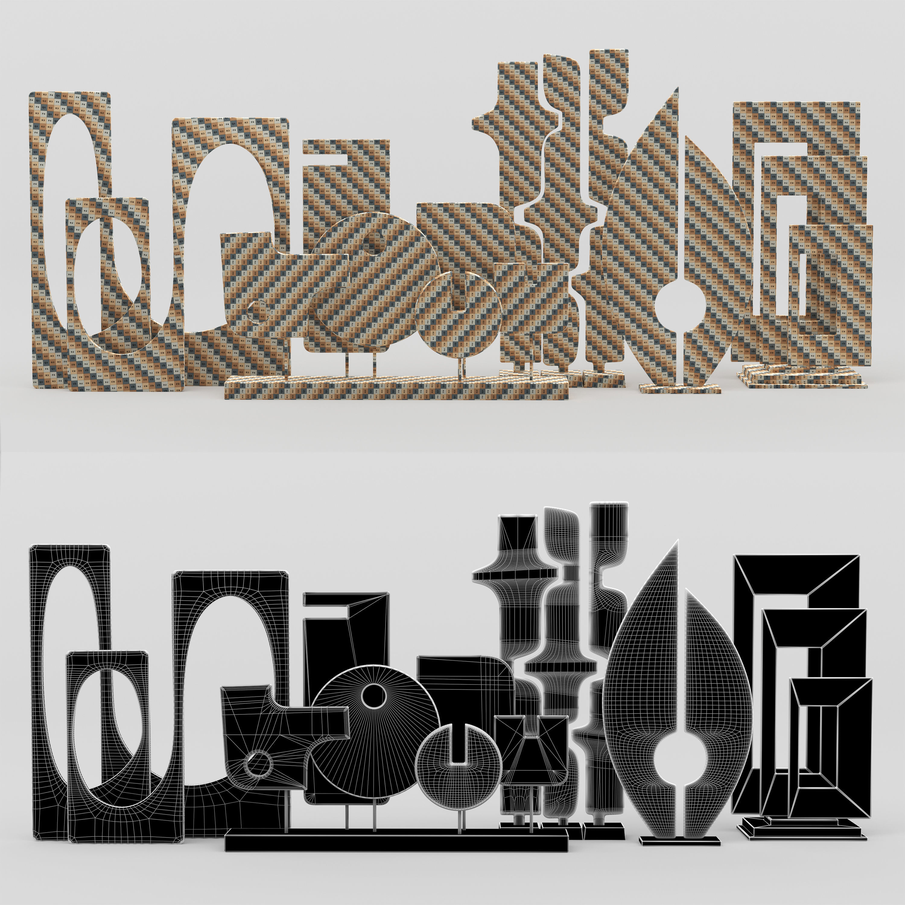 Decorative Set Vol 03 Abstract Sculptures Free 3D model_7