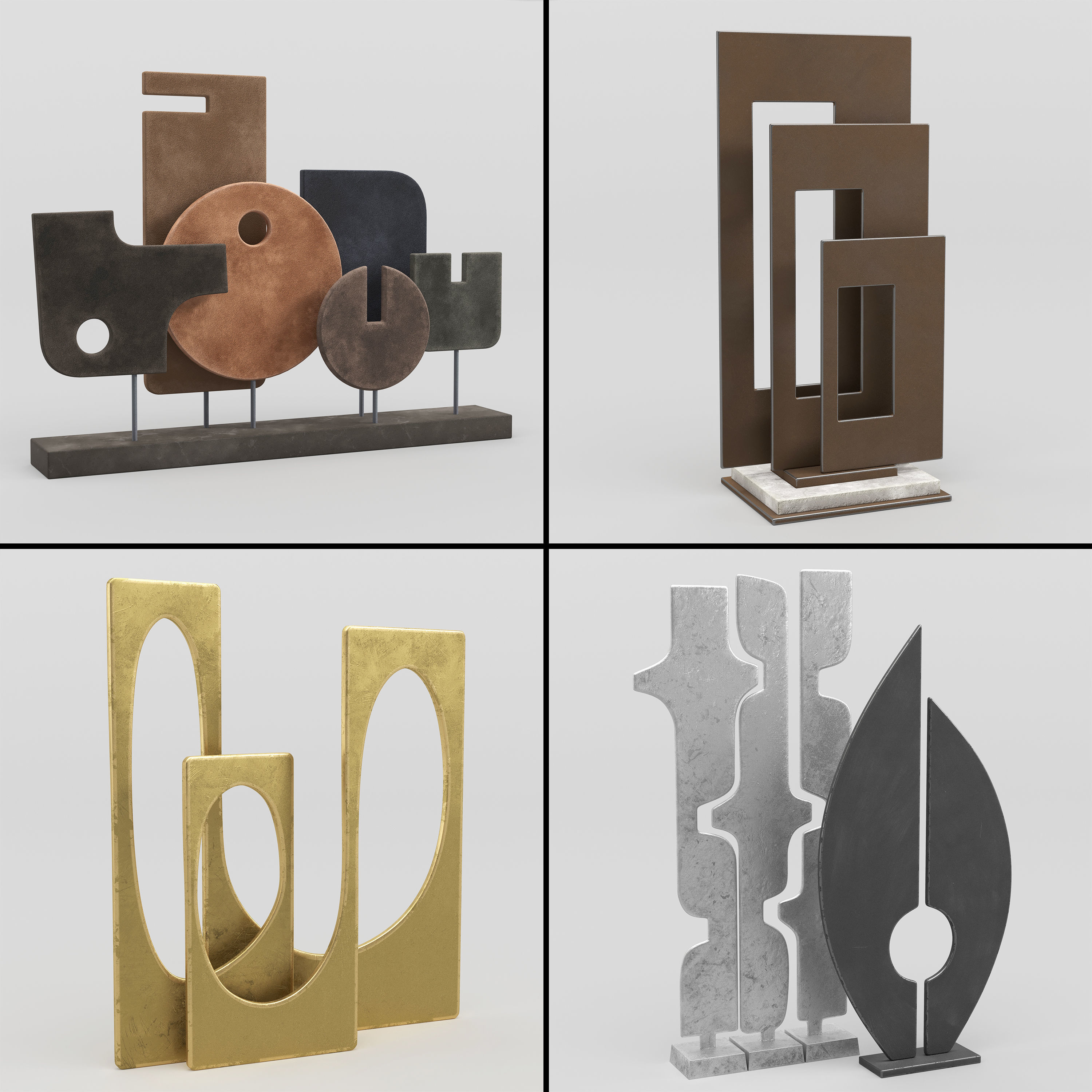 Decorative Set Vol 03 Abstract Sculptures Free 3D model_2